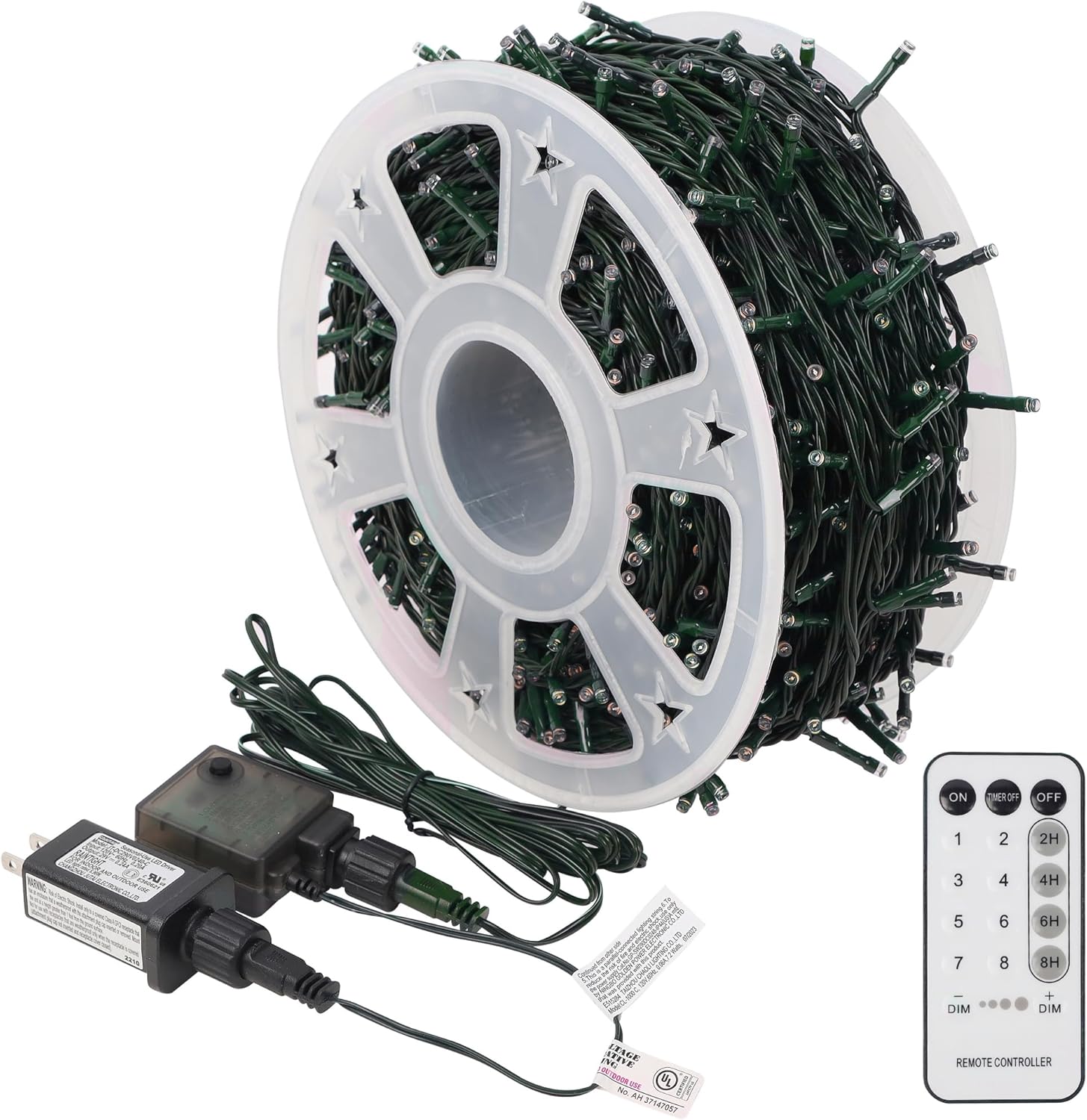 LJLNION 1000 luces LED de Navidad, extralarga de 328 pies de alambre verde de Navidad para enchufar al aire libre, control remoto y 8 modos de