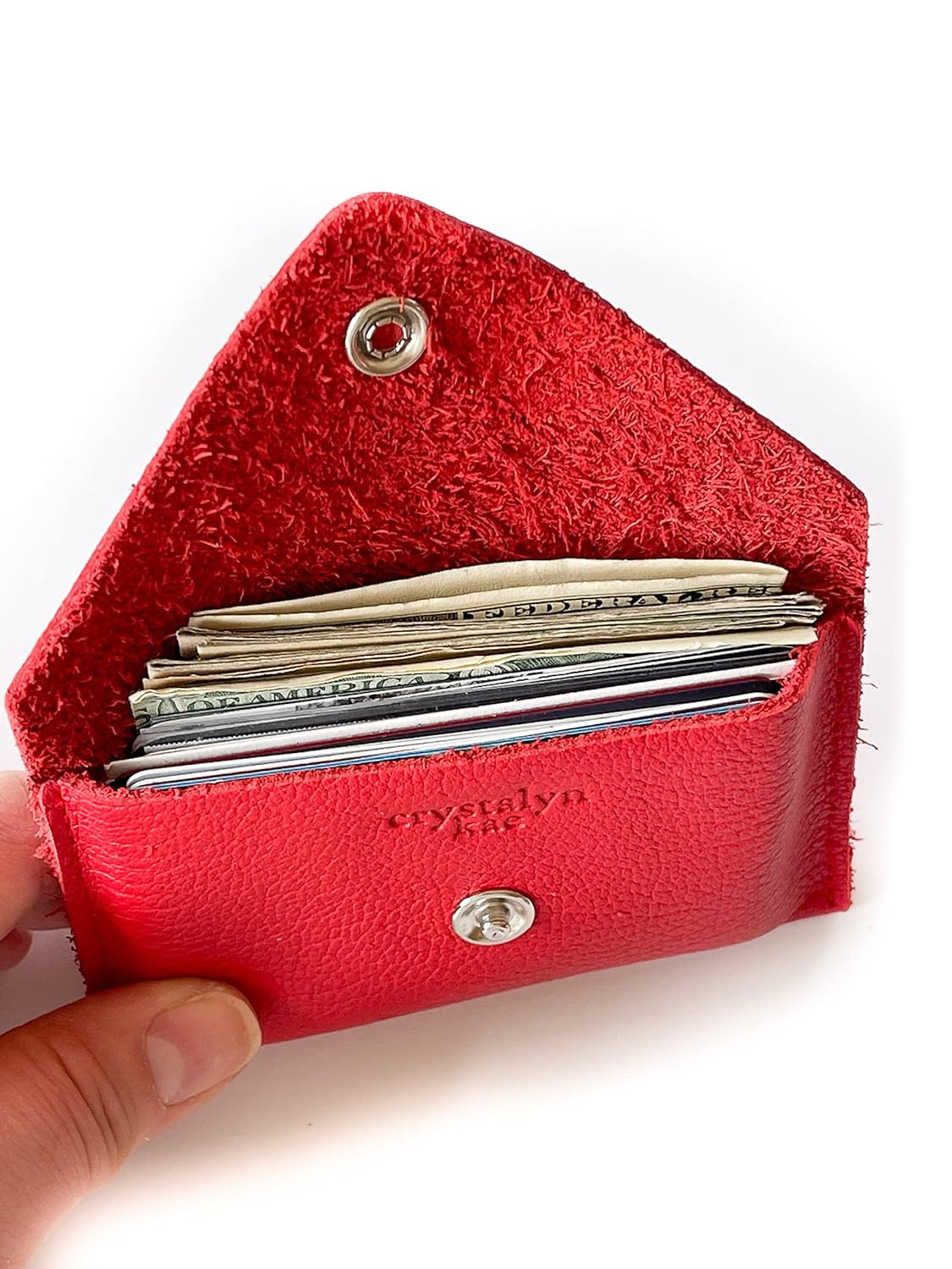 Leather Card Case Mini Wallet with Pearl Snap – Made in the USA