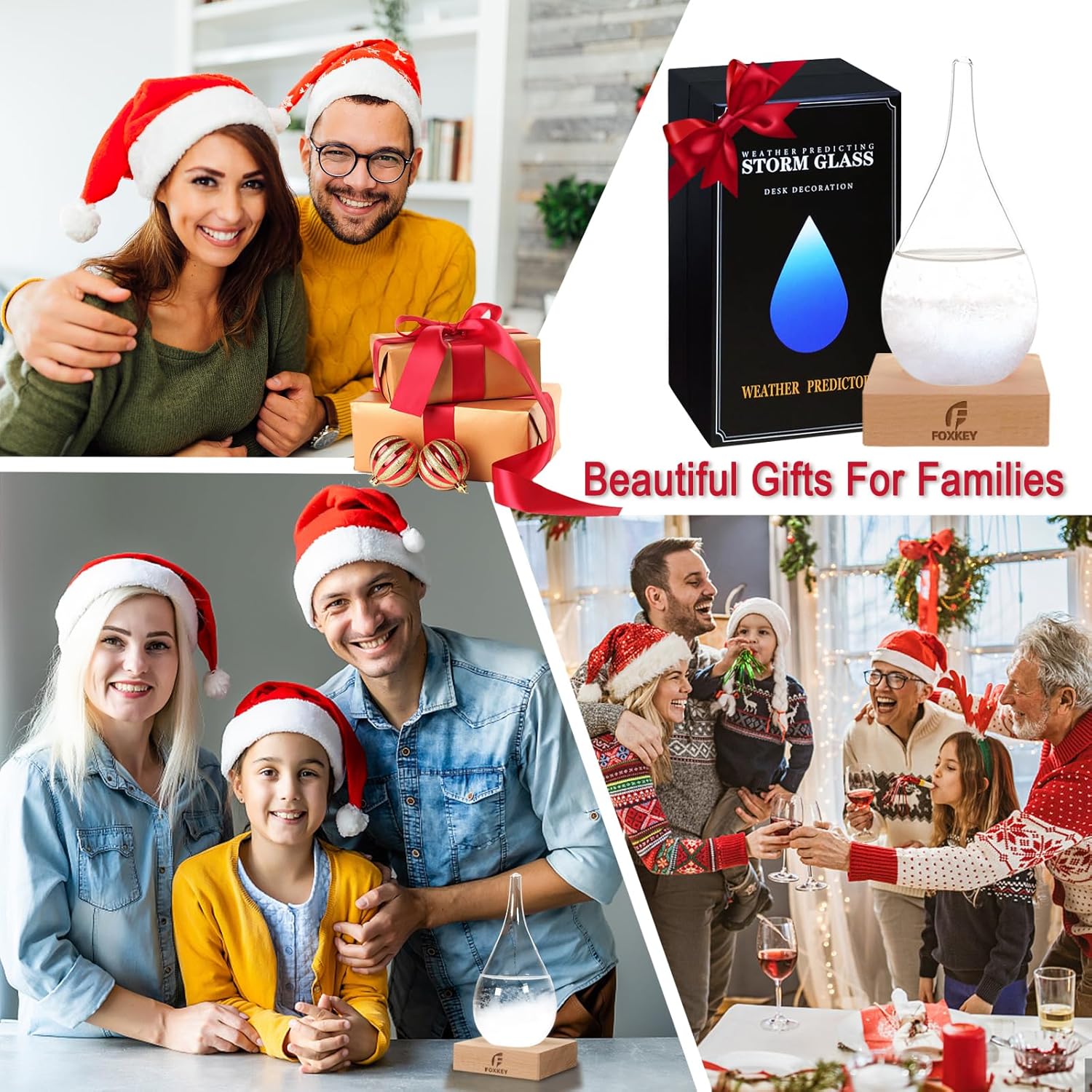 Globo de nieve predictor meteorológico de cristal de tormenta, regalos de Navidad para hombres y mujeres, barómetro de vidrio meteorológico,