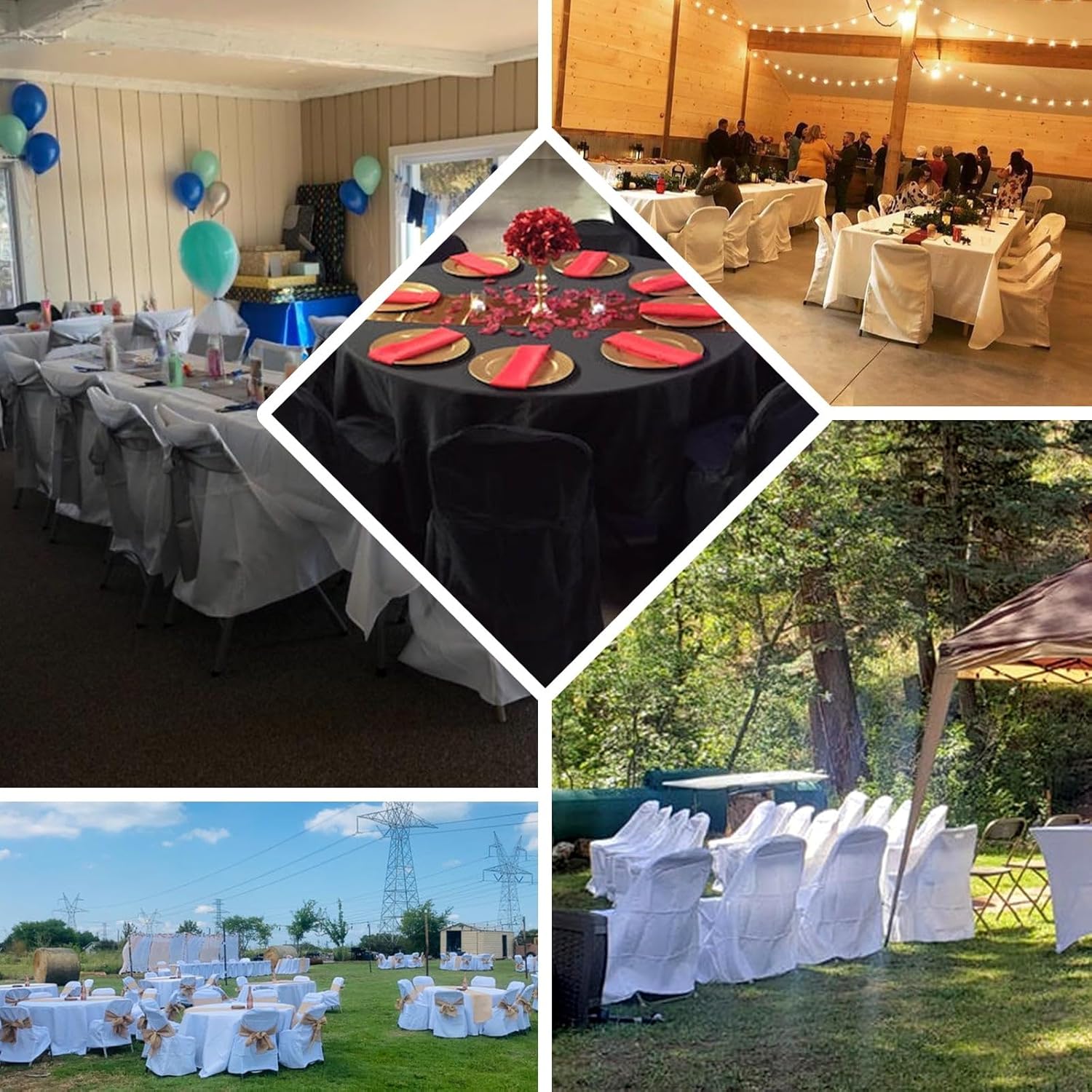 Efavormart – 100 fundas para sillas plegables de poliéster de lino marfil para sillas de comedor para bodas, fiestas, eventos, banquetes, catering