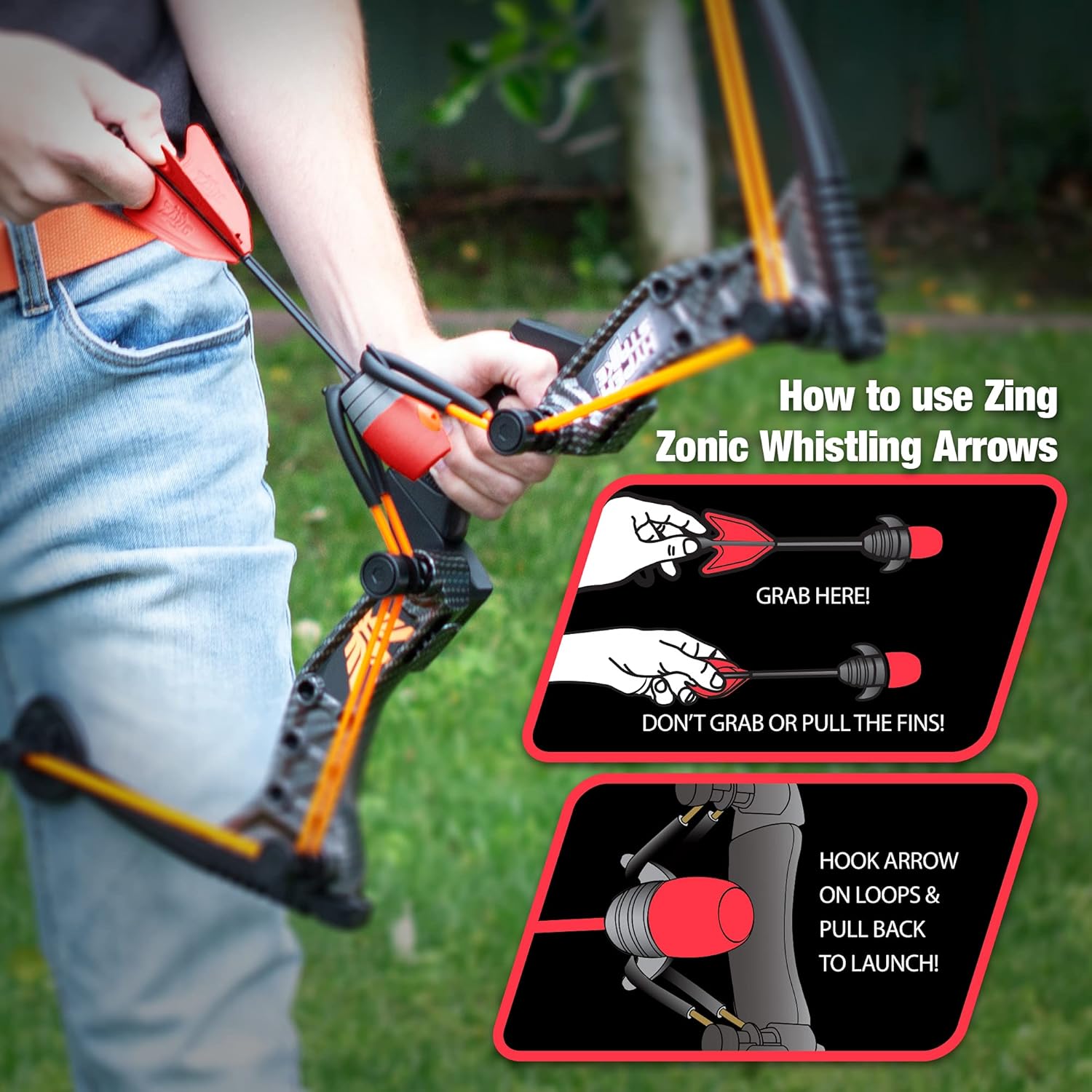Zing Zonic – Paquete de repuesto de flecha silbante  Incluye 10 flechas silbantes zónicas, arco HyperStrike compatible, arco Firetek, arco Z-Tek,