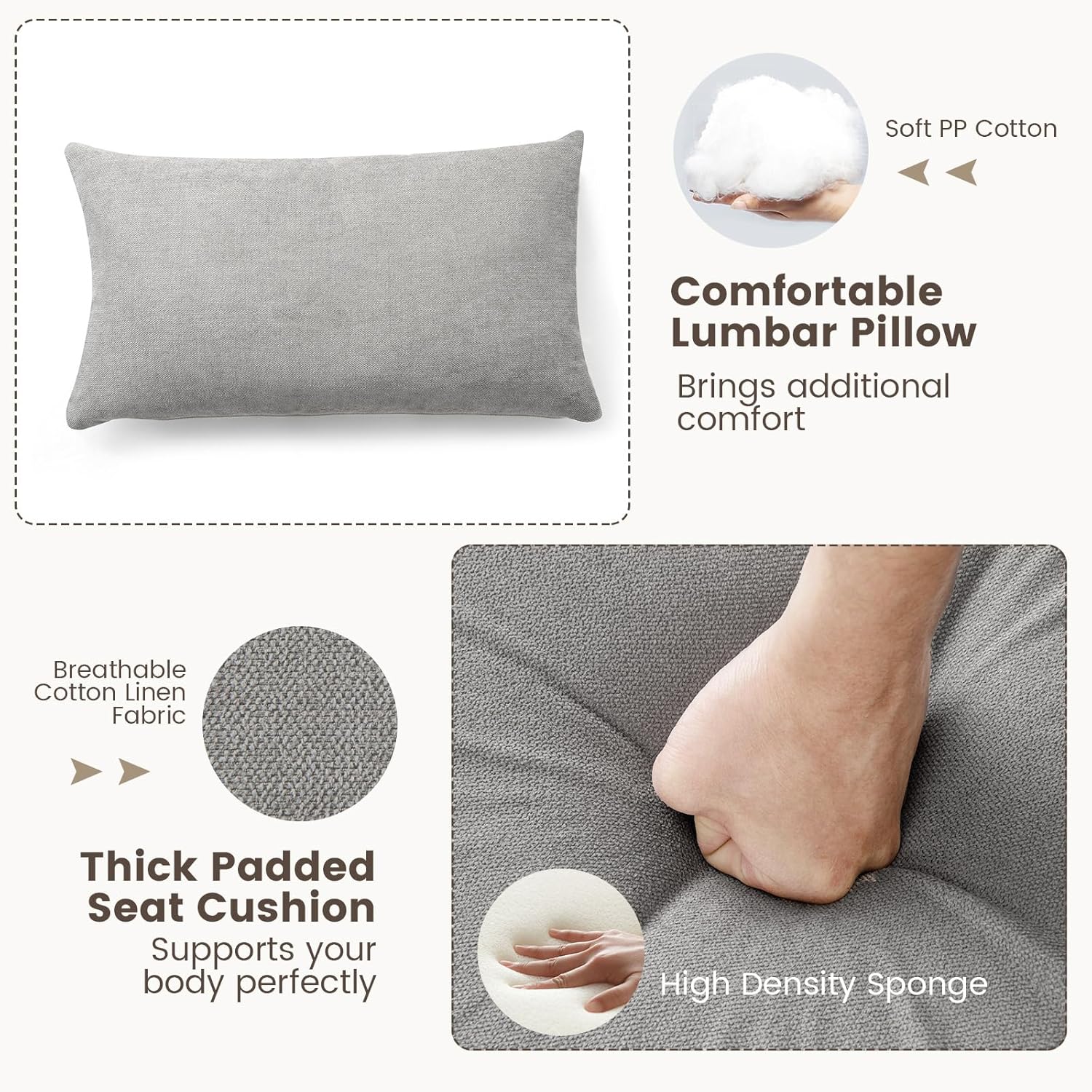 Giantex Mecedora para guardería, silla de interior con reposabrazos de madera de goma, respaldo ancho y cojín de asiento acolchado, almohada lumbar