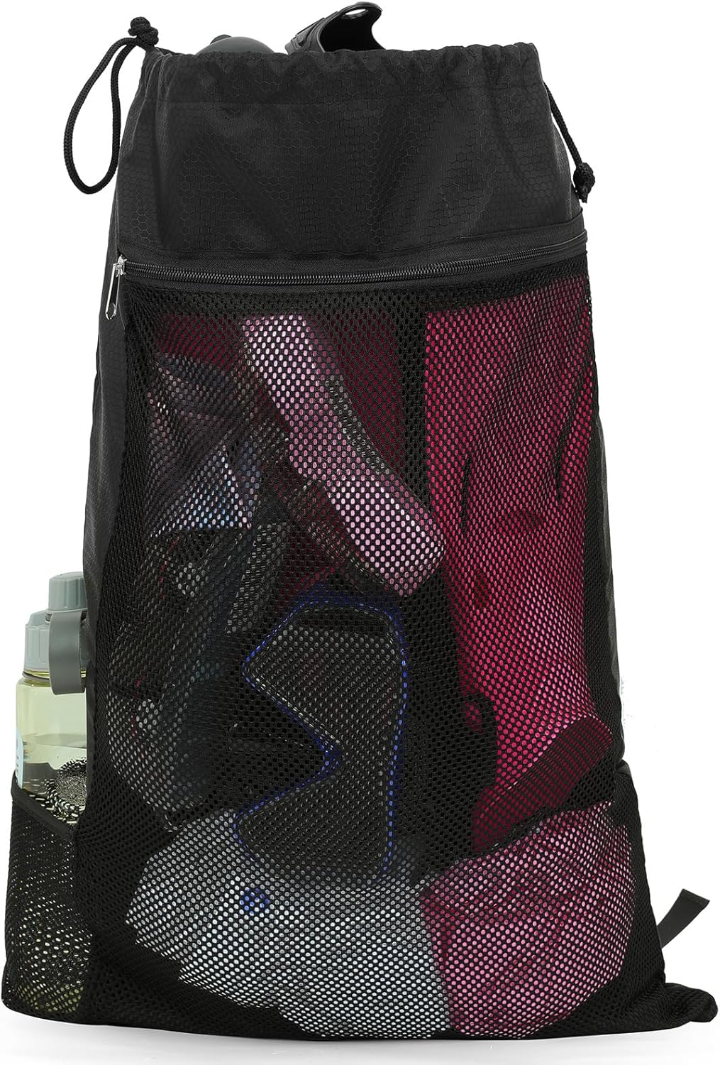 Bolsa de buceo, mochila de buceo de malla de gran tamaño para equipo y equipo de esnórquel, sostiene máscara, aletas, esnórquel, natación