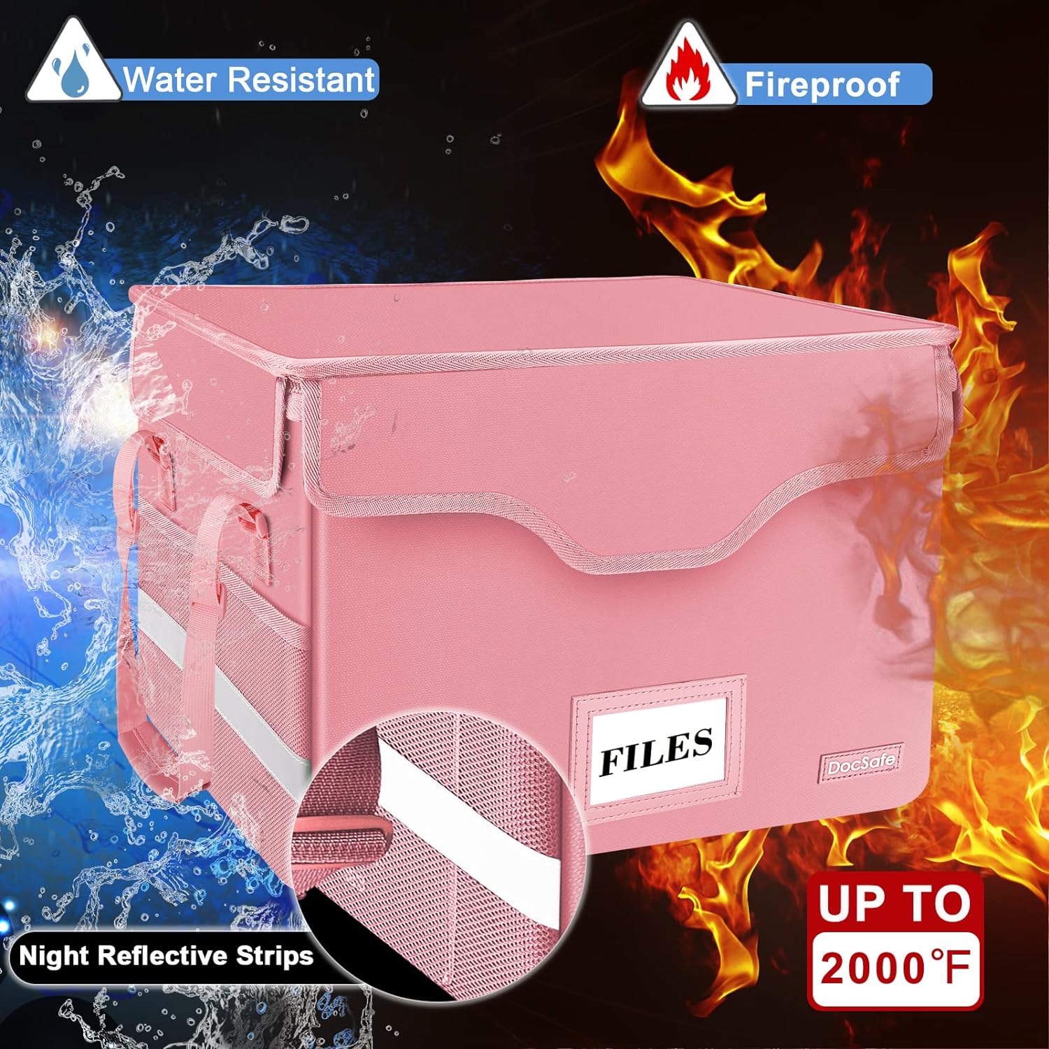 DocSafe – Caja de documentos ignífuga con cerradura, caja organizadora de almacenamiento de archivos con inserciones de pestañas, caja de archivos