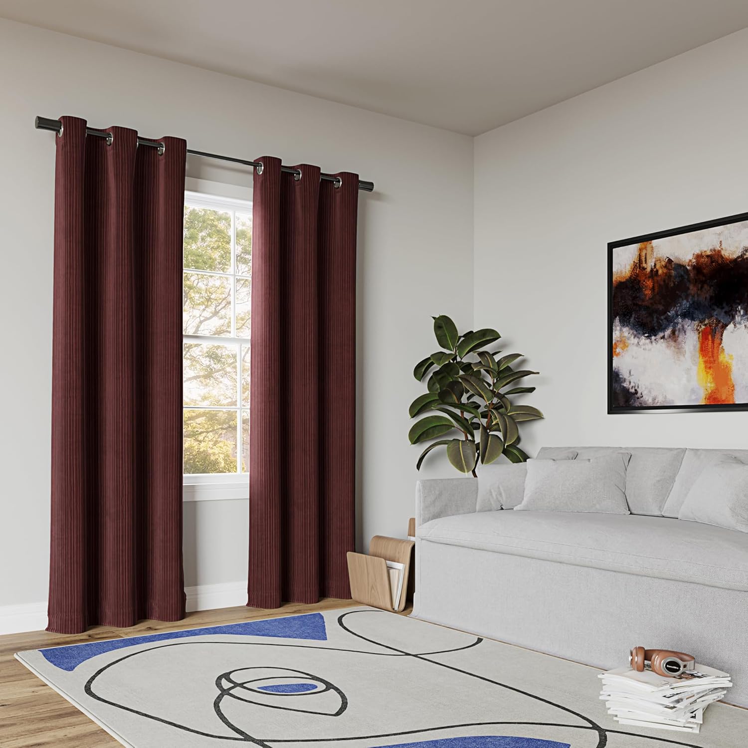 Sun Zero Scarlett – Juego de 2 paneles de cortinas opacas plisadas de terciopelo que reducen el ruido, 40 x 96 pulgadas, color rojo vino