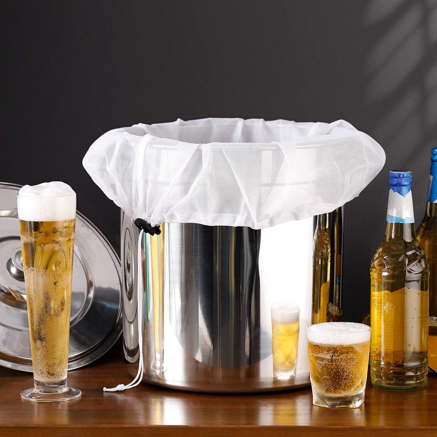 Paquete de 5 bolsas de cerveza reutilizables, extra grandes de 26 x 22 pulgadas, bolsa coladora de malla fina para elaboración del hogar, cereales