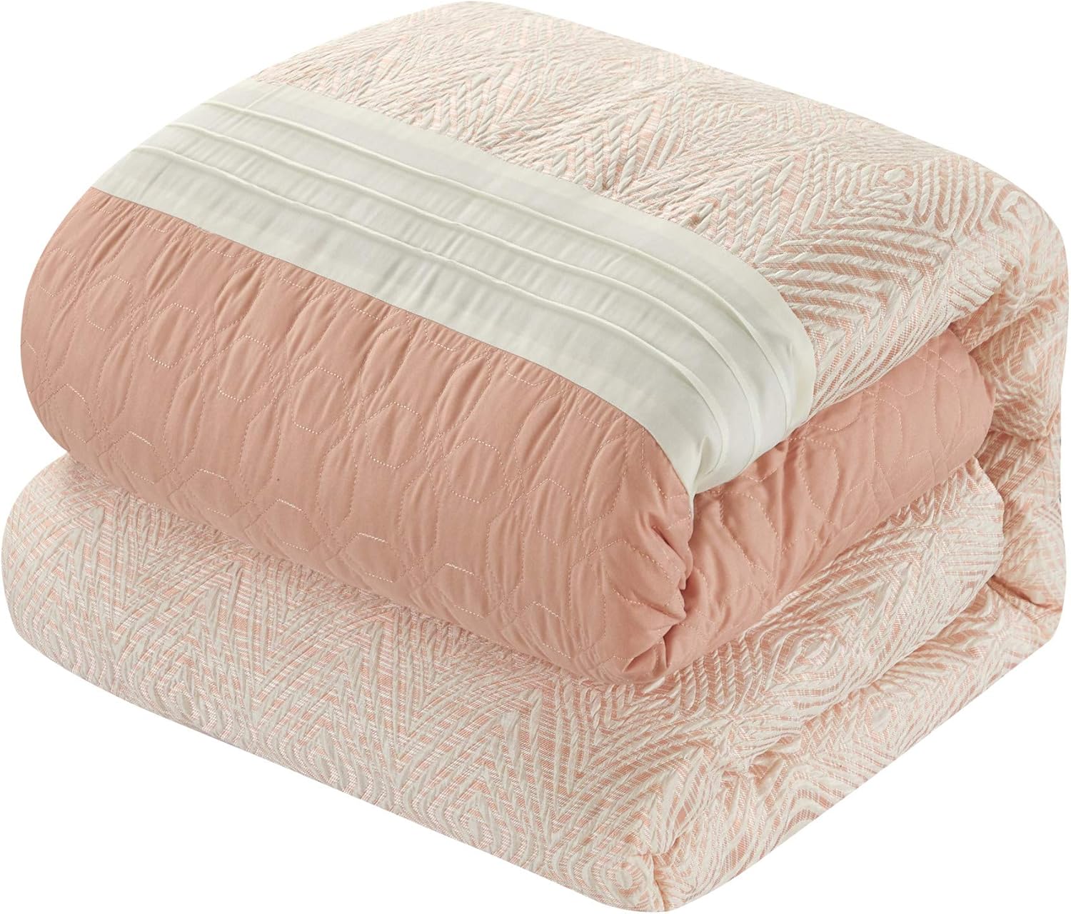 Chic Home Imani – Juego de edredón de 6 piezas jacquard con patrón geométrico de diamantes con diseño de bloques de color, fundas de almohada