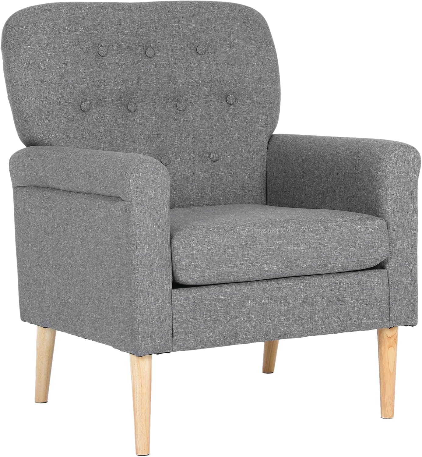 Silla decorativa de tela, sillón moderno de mediados de siglo, cómodo sofá individual con patas de madera, para sala de estar, dormitorio, oficina,