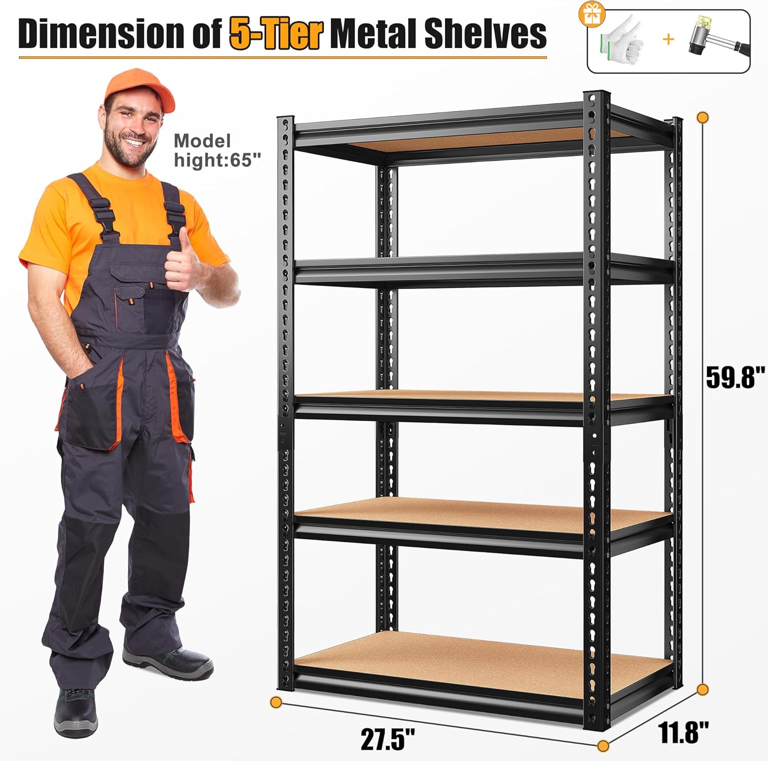 Estantería de garaje resistente, estantes de almacenamiento de 5 niveles, estantes de almacenamiento de garaje ajustables, estantes de metal para