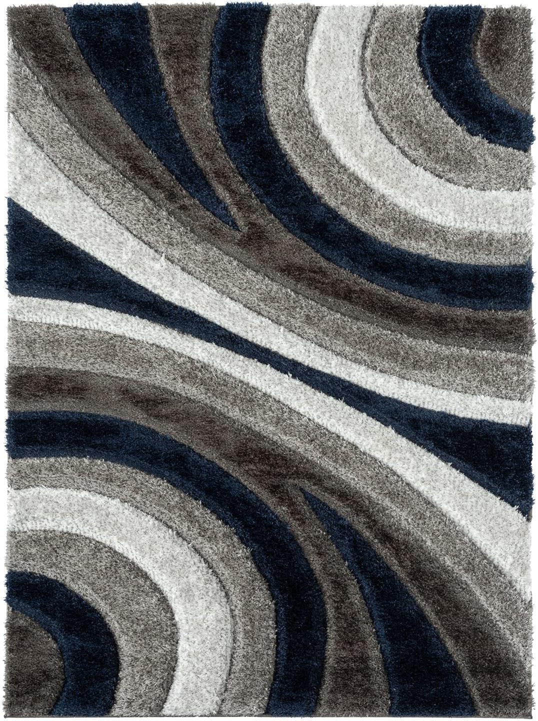 LUXE WEAVERS Lantanas Collection 7070 – Alfombra geométrica moderna de 5 x 7 pulgadas, color azul marino