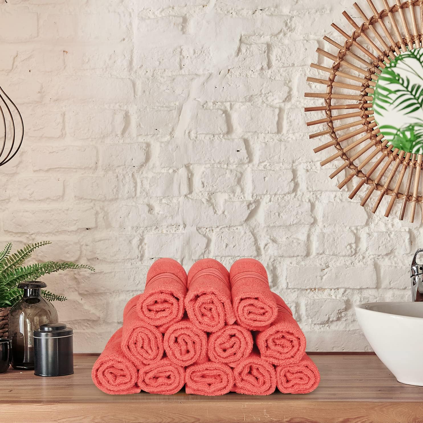 Utopia Towels Juego de 12 paños de primera calidad (12 x 12 pulgadas) 100% algodón hilado en anillo, altamente absorbentes y suaves al tacto para
