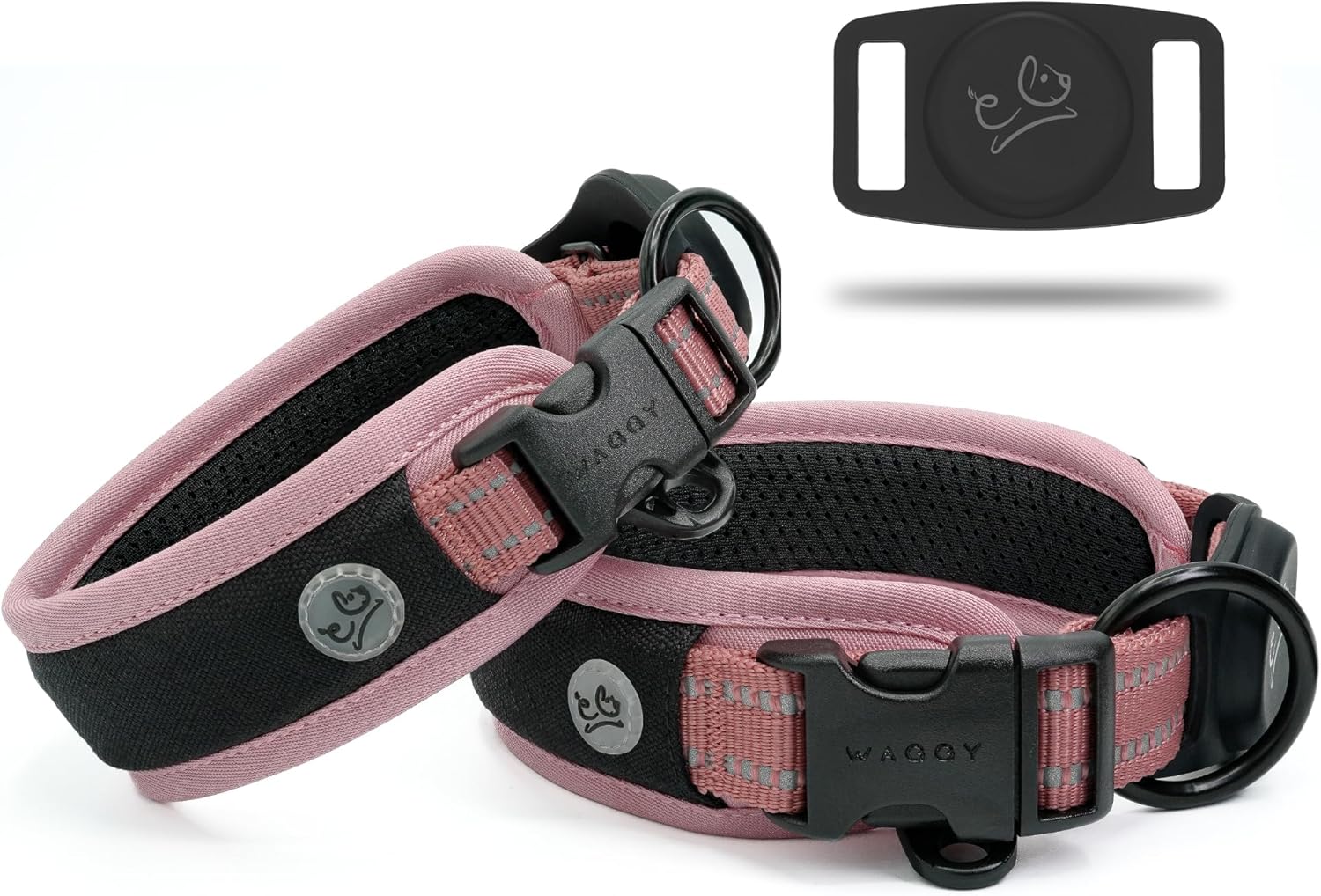 Collar de perro de alta calidad, soporte para Airtag de Apple, ajustable, resistente, reflectante 3M, sin rozaduras, malla de aire ultra suave,