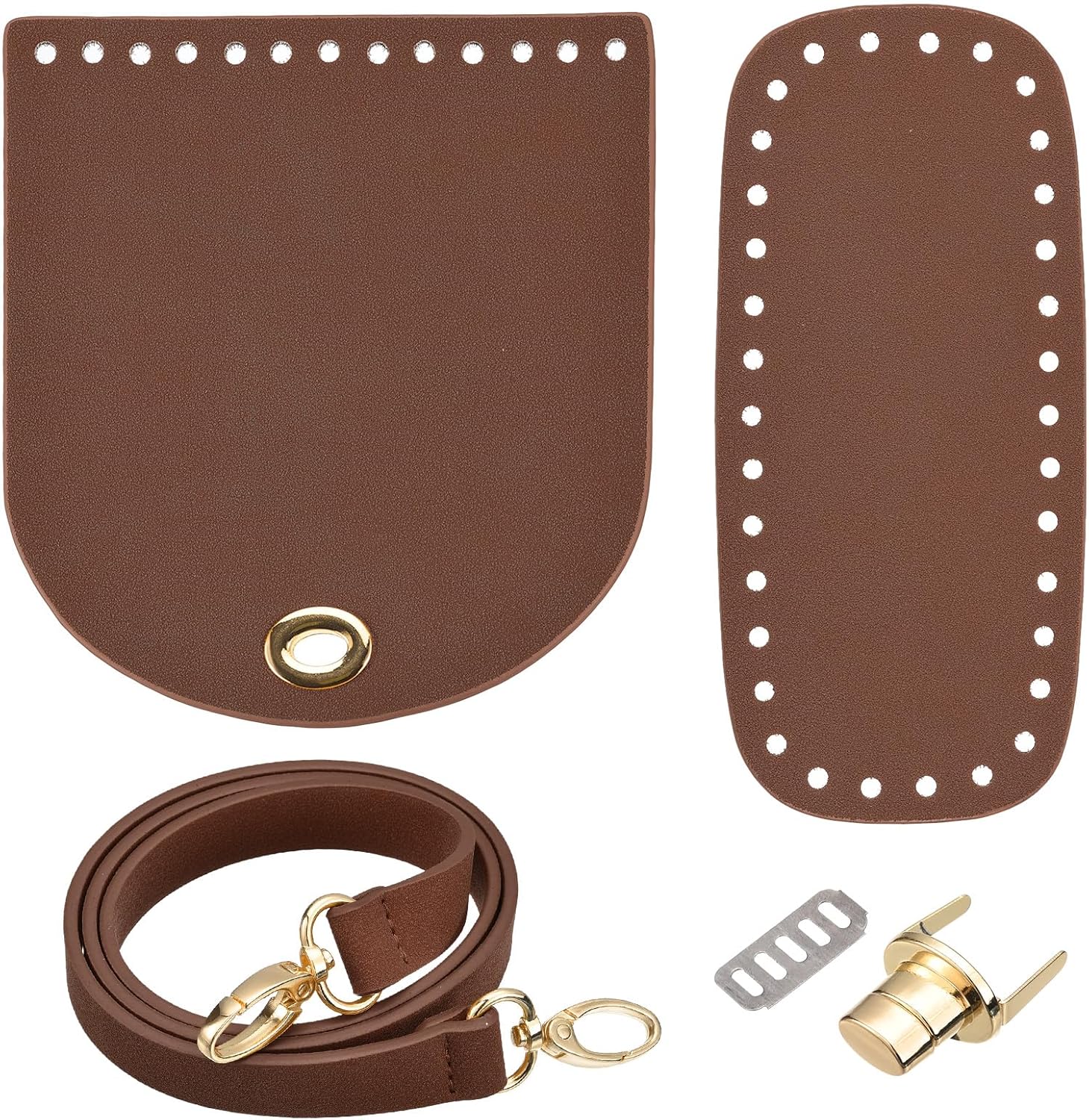 uxcell Juego de 5 bolsas de cuero para hacer mochilas, kit de fabricación de bolsos de cuero con parte inferior de bolsa, correa para el hombro,
