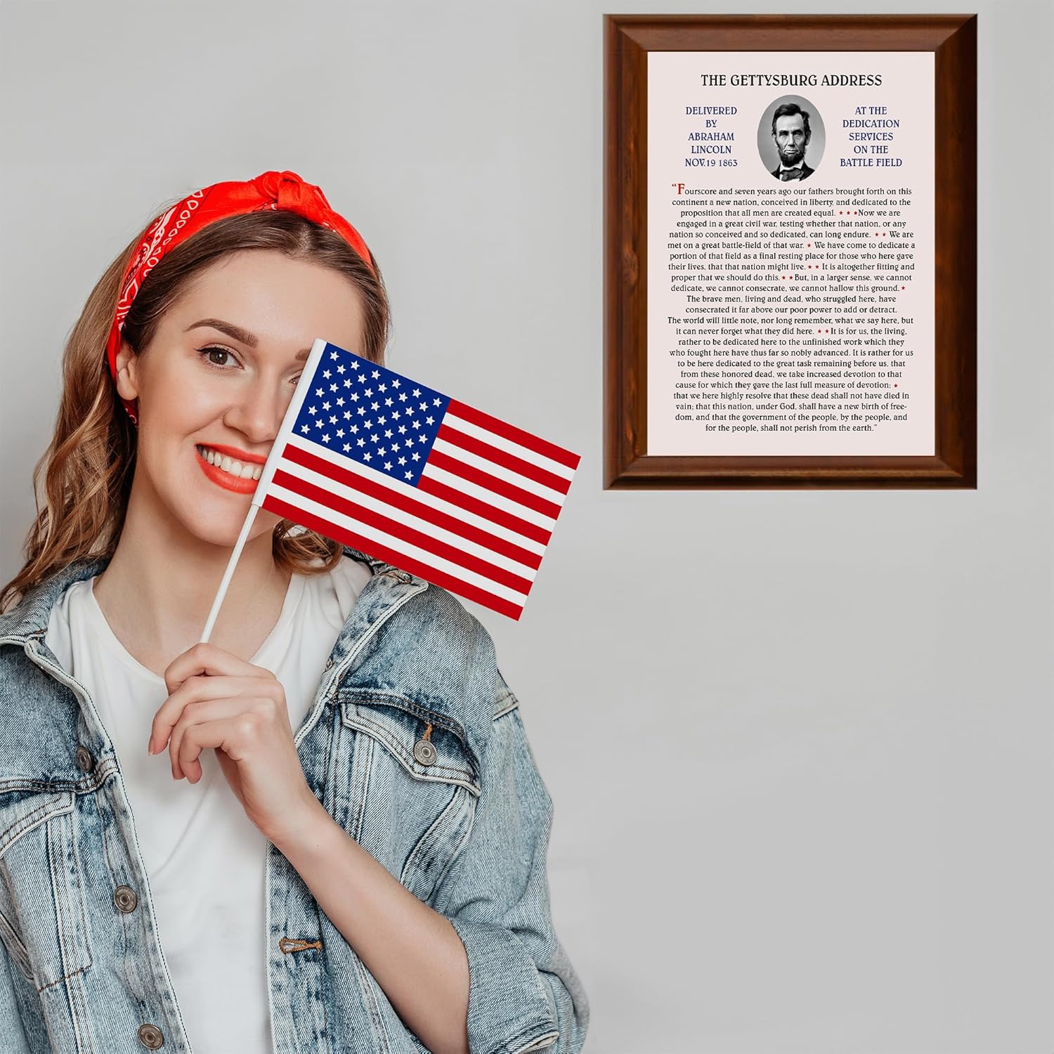 Abraham Lincoln-“The Gettysburg Address US Historical Wall Art Poster, This American Civil War Patriotic Wall Art Print Is Ideal Wall Decor For