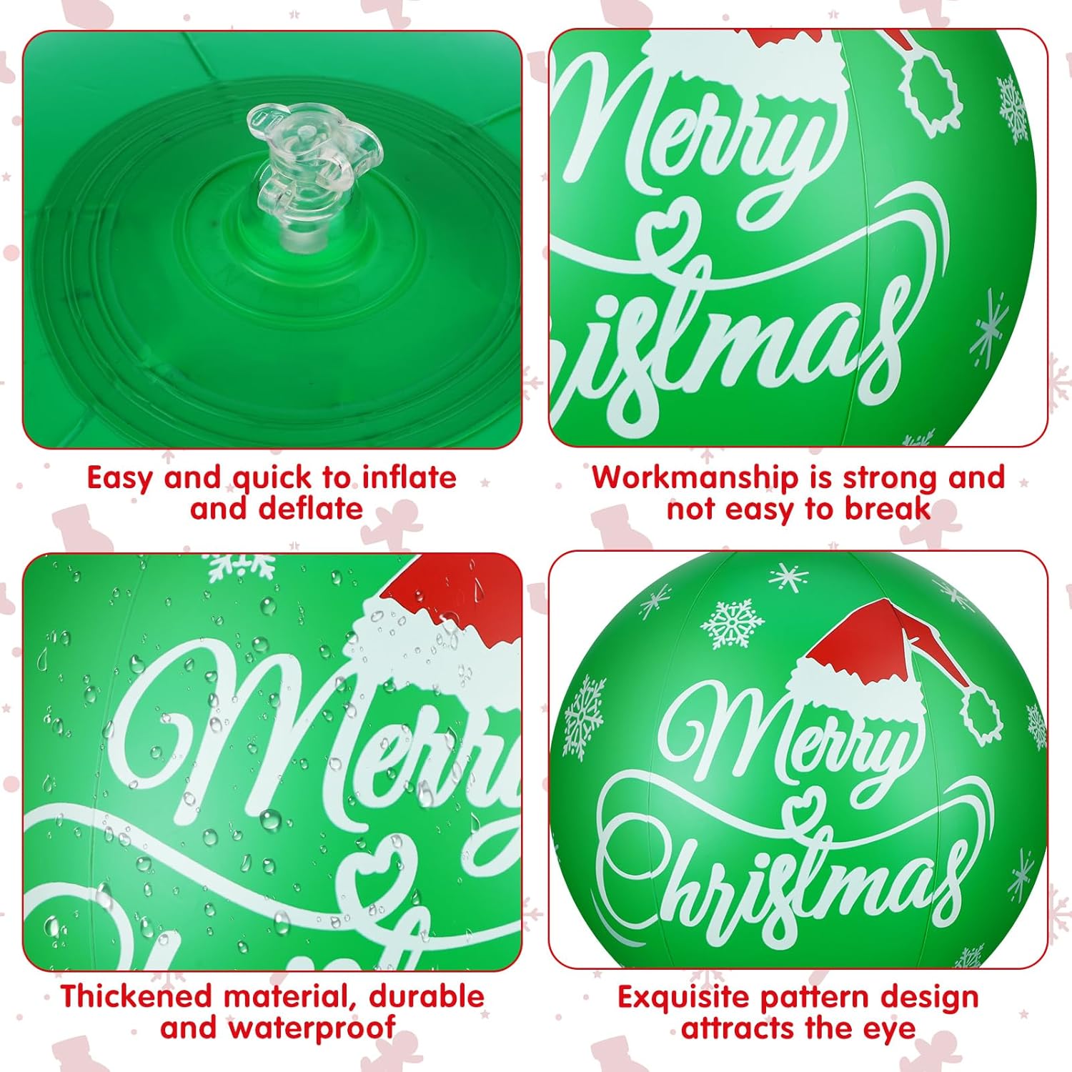 Jetec 18 bolas de Navidad inflables gigantes de 16 pulgadas de PVC para colgar en interiores y exteriores, adornos de Navidad para árbol, patio,
