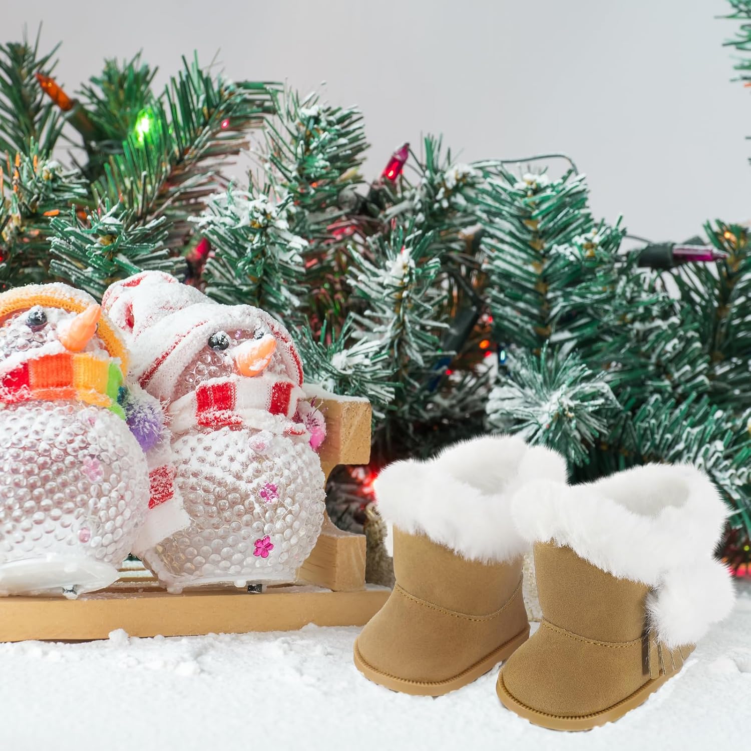 Bencailor 3 pares de zapatos de muñeca mini botas de invierno con forro de cachemira para muñecas de 18 pulgadas (estilo novedoso)