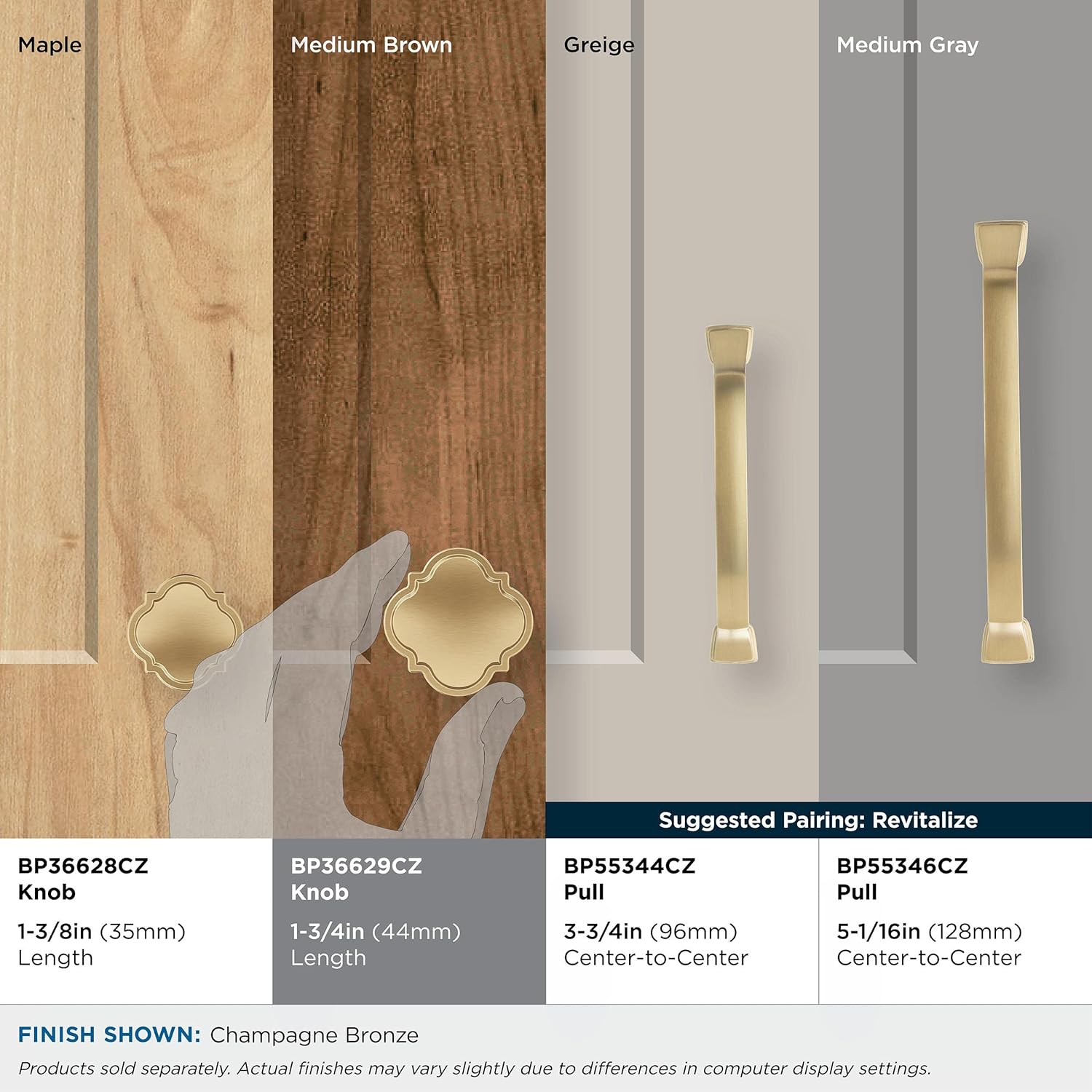 Amerock  Pomo de gabinete  Bronce champán  Pomo de cajón de 1-34 pulgadas (1.732 in) de diámetro  Grace Revitalize  Herrajes para cocina y baño