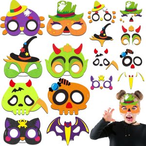 Qyeahkj Paquete de 16 máscaras de fieltro de monstruo de Halloween para niños, manualidades de espuma de monstruo para niños de 3 a 5, 4 a 8, 8 a 10 Qyeahkj Paquete de 16 máscaras de fieltro de monstruo de Halloween para niños, manualidades de espuma de monstruo para niños de 3 a 5, 4 a 8, 8 a 10