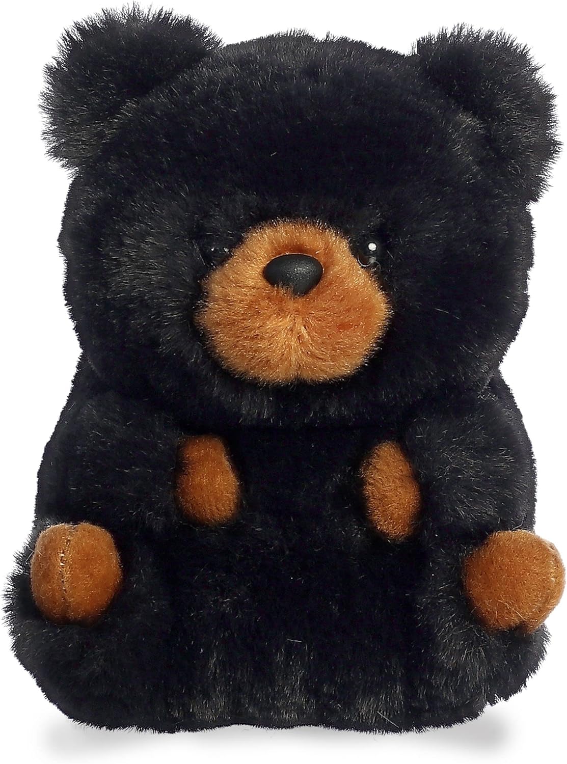 Aurora Round Rolly Pet Cuddles Black Bear – Adorables compañeros – Diversión sobre la marcha, color negro, 5 pulgadas