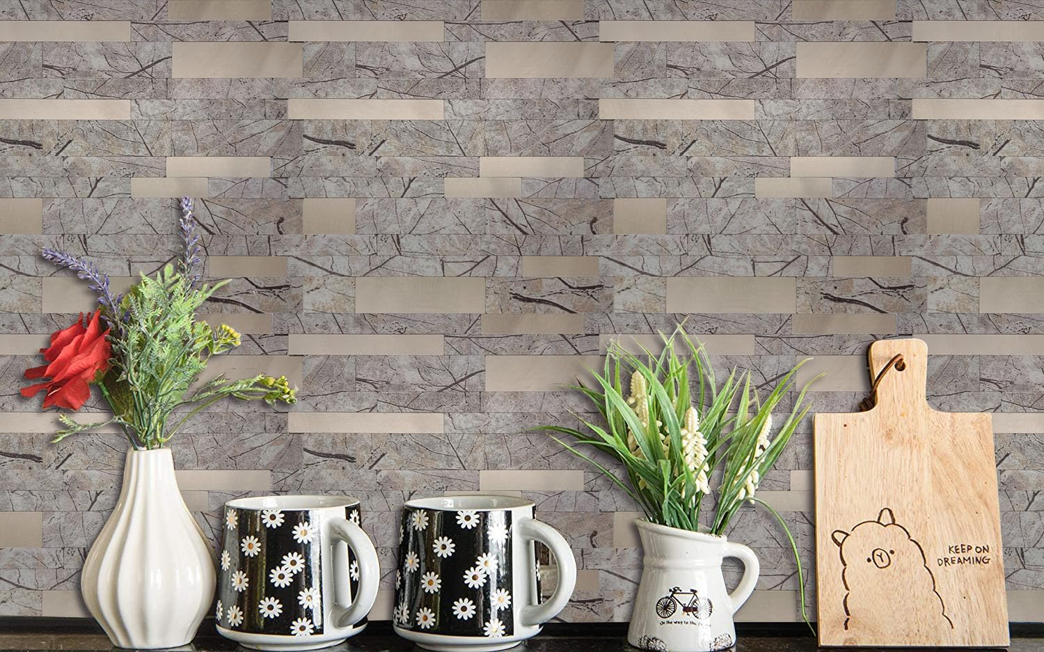 XUANINY 10 hojas de azulejos metálicos para salpicaduras en muro, autoadhesivas, aluminio 3D, paneles de pared para cocina, baño, dormitorio, sala