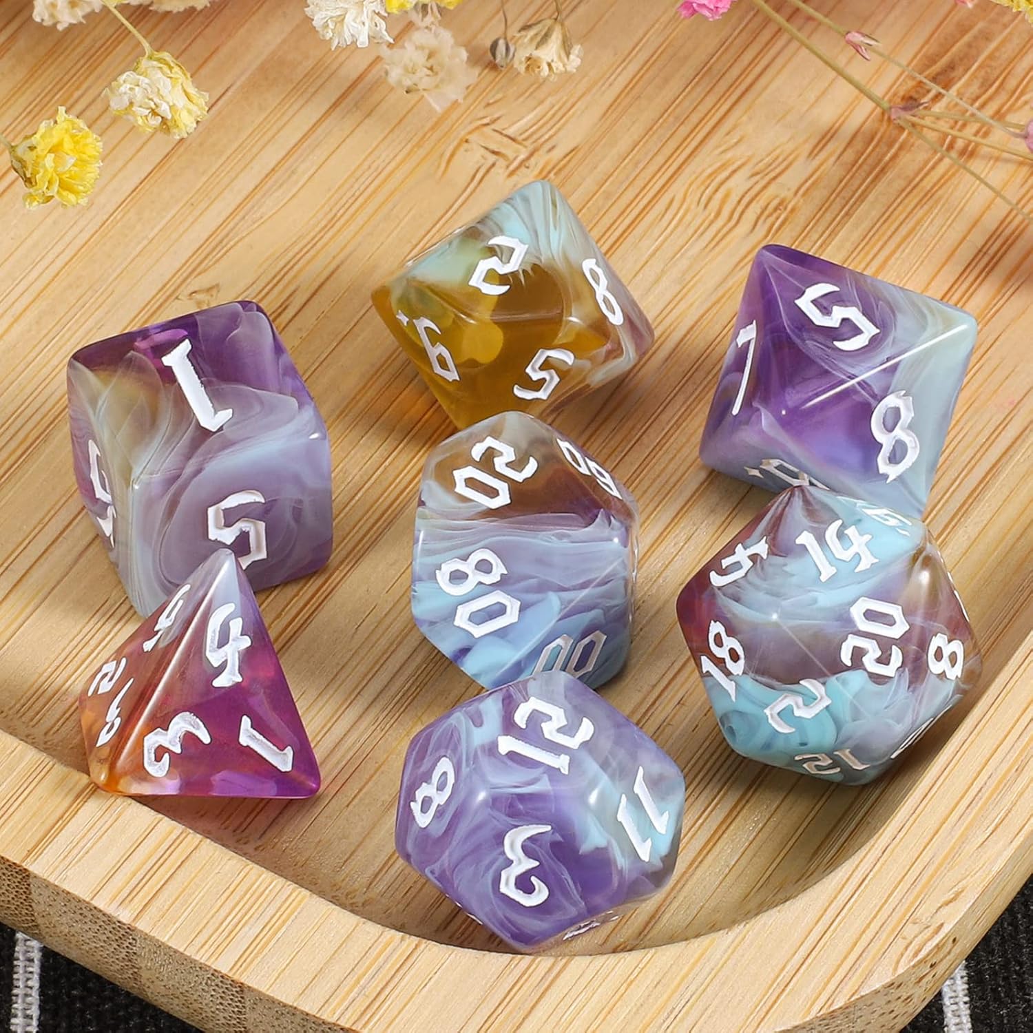 CiaraQ DND – Juego de dados poliédricos con bolsa de dados para juegos de rol de Calabozos y Dragones RPG MTG