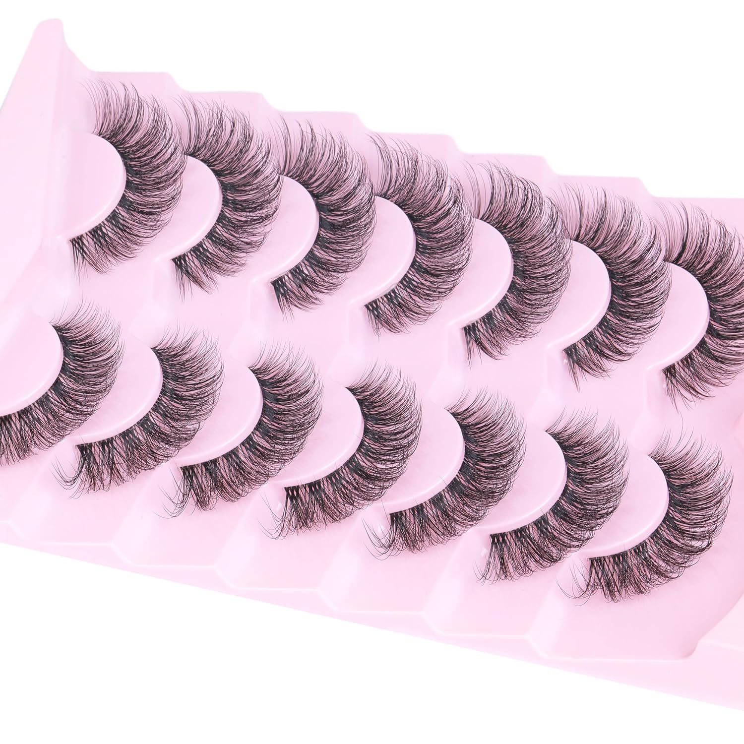 Geeneiya – Pestañas de banda transparente de 0.59 pulgadas, aspecto natural, pestañas postizas 3D, cortas, esponjosas, paquete de 7 pares