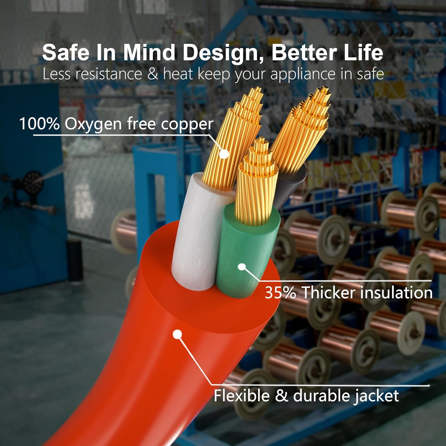 HUANCHAIN Cable de extensión para exteriores calibre 163 de 100 pies, impermeable, con cable de alimentación de 3 clavijas iluminado y flexible para