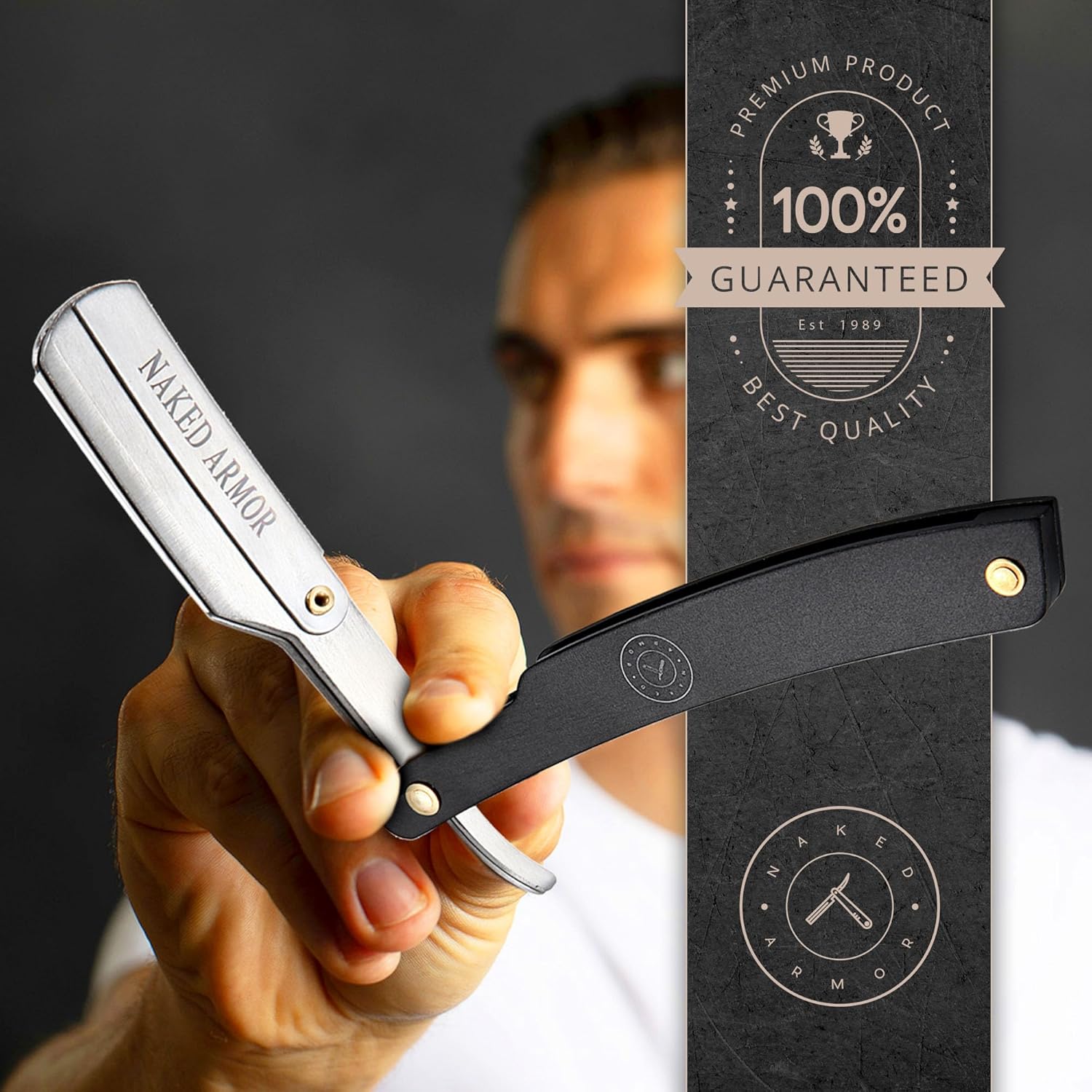 Best Shavette – Maquinilla de afeitar recta de hoja reemplazable, afeitadora con mango de metal, no necesita cortar ni afilar, gran hoja de inicio,