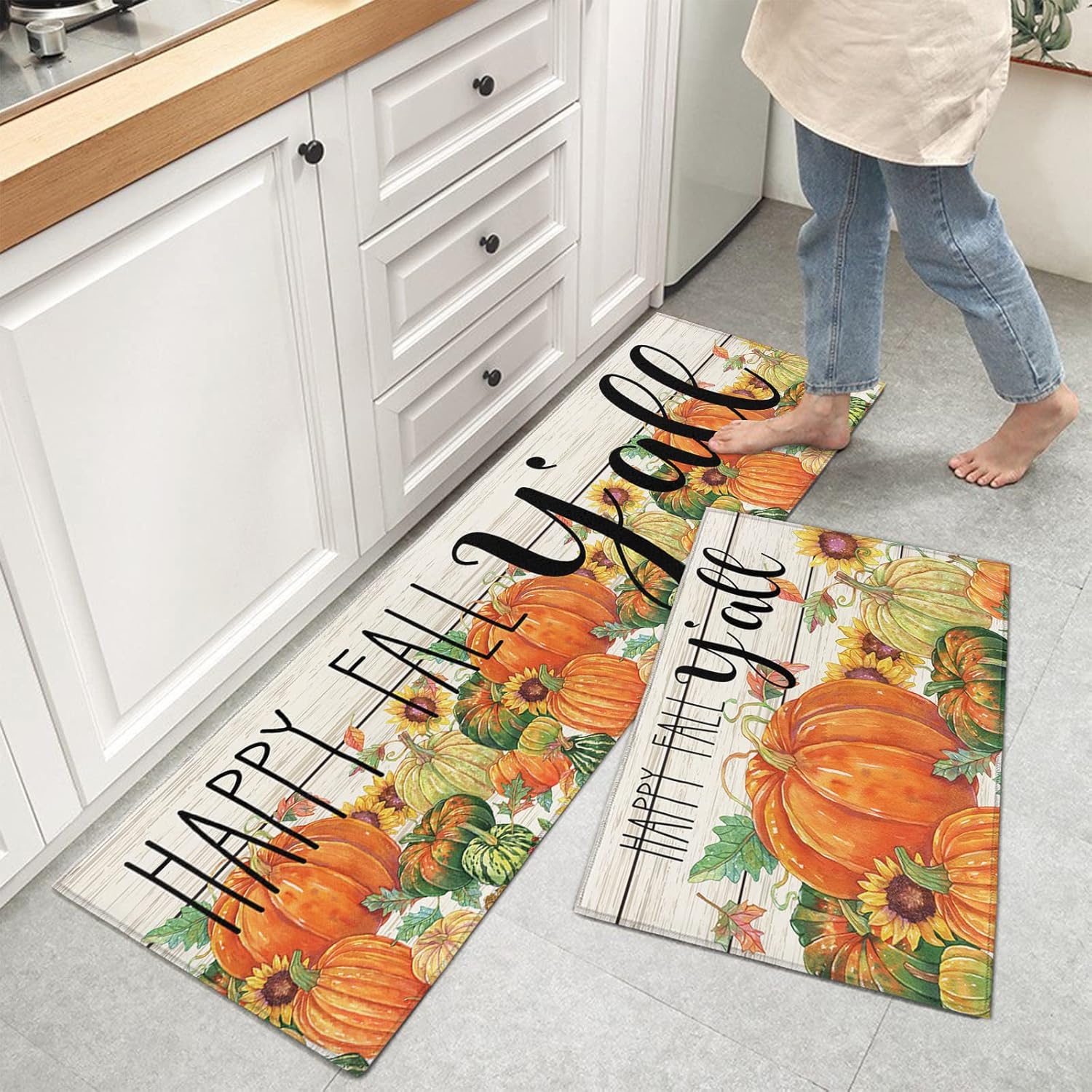 Miaklek Alfombra de cocina antideslizante para decoración de casa de otoño, alfombras de cocina suaves para piso, alfombra de cocina,