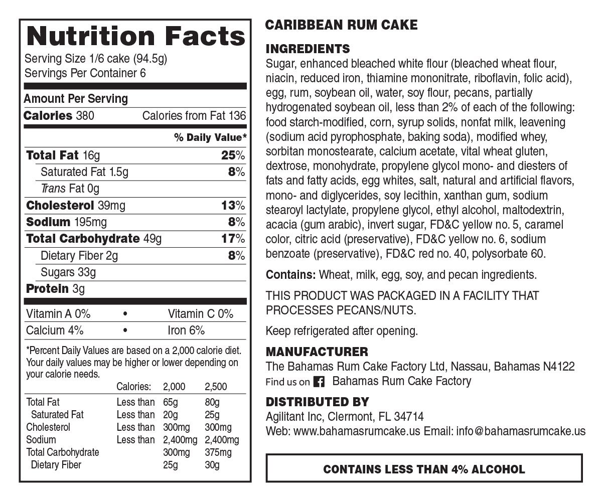 The Bahamas Rum Cake Factory Ole Nassau Banana Ron Cake, 20 onzas