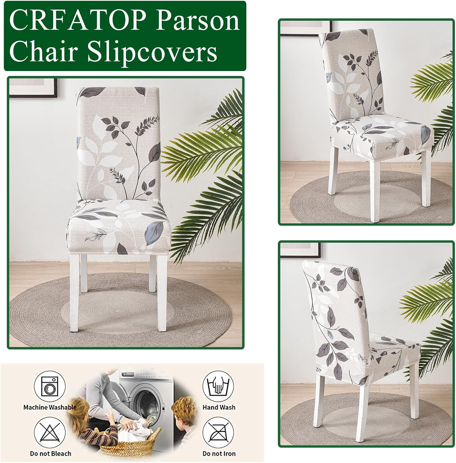 CRFATOP 4 fundas elásticas para sillas de comedor con funda de banco, fundas para sillas de comedor, fundas de cojín tapizadas para asiento de