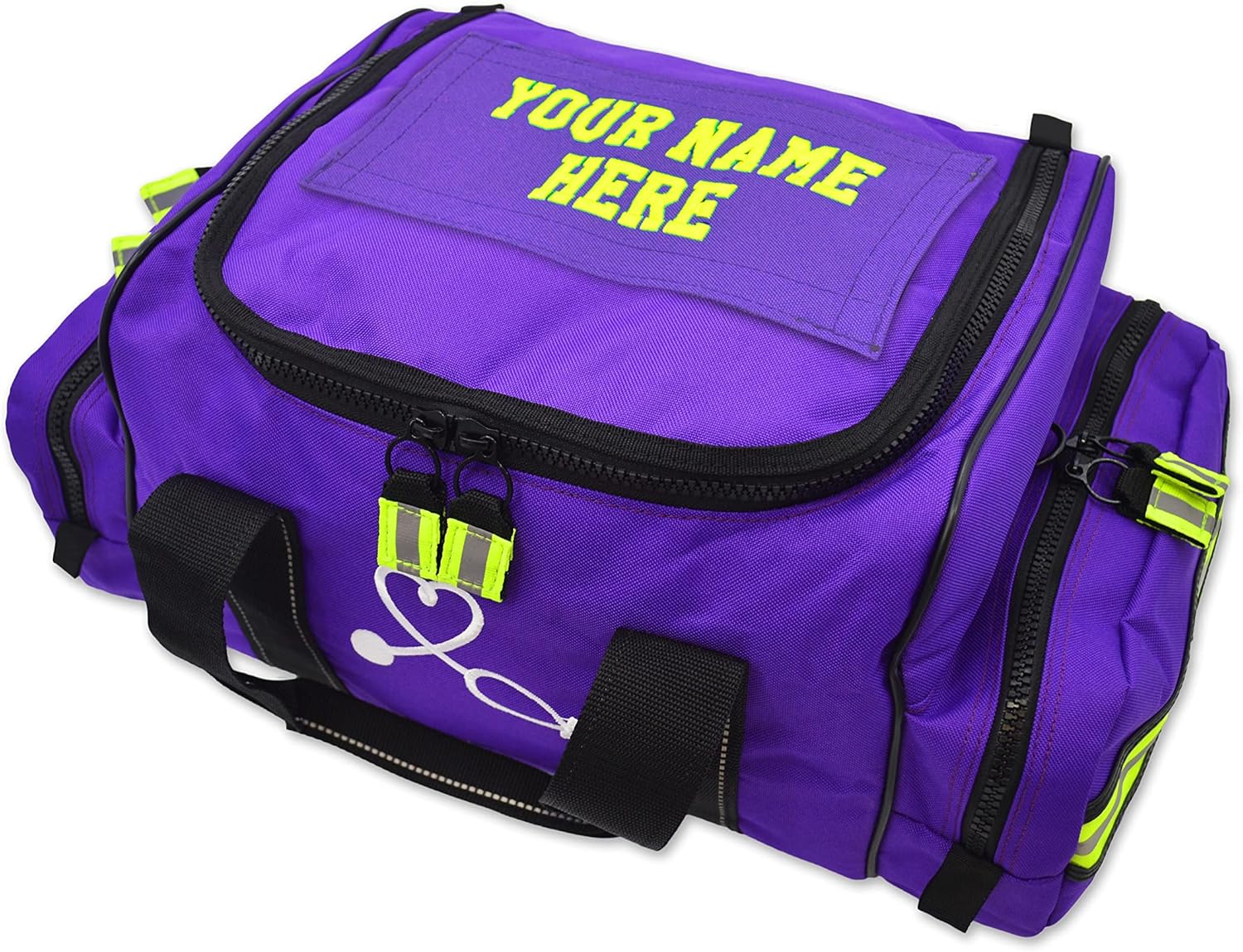 Lightning X – Bolsa de salto de trauma EMT personalizable para médico de primera respuesta con nombre bordado, Púrpura, Bordado