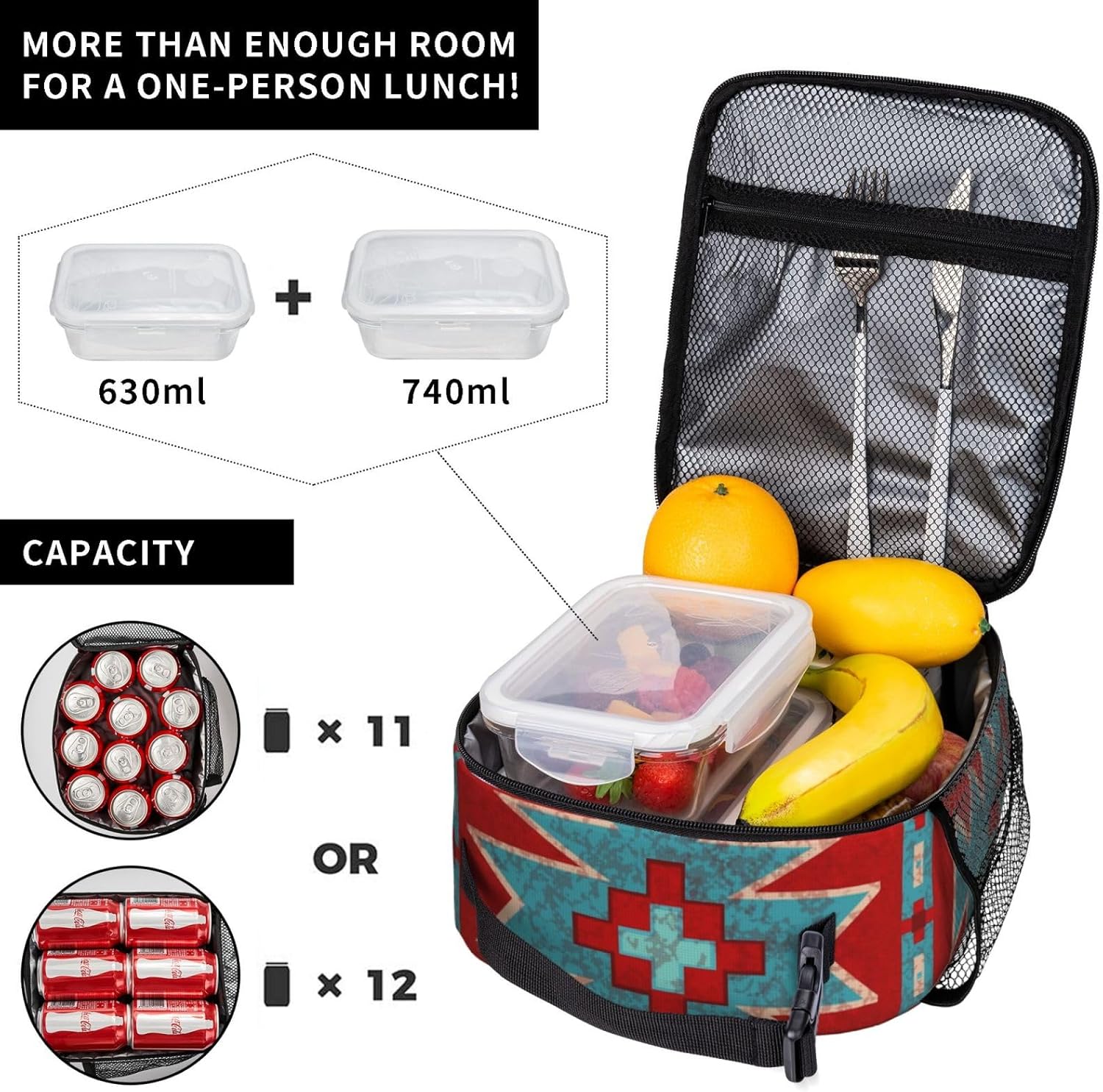 Bolsas de almuerzo aisladas de moda Bolsa de almuerzo de moda Bolsa de asas a prueba de fugas de amplia apertura para compras, Oficina Totebag