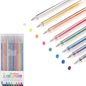 SMOOTHERPRO Bolígrafos de gel con purpurina de 0.039 pulgadas (0.039 pulgadas) con brillo metálico vibrante y colorido, 8 colores para colorear SMOOTHERPRO Bolígrafos de gel con purpurina de 0.039 pulgadas (0.039 pulgadas) con brillo metálico vibrante y colorido, 8 colores para colorear