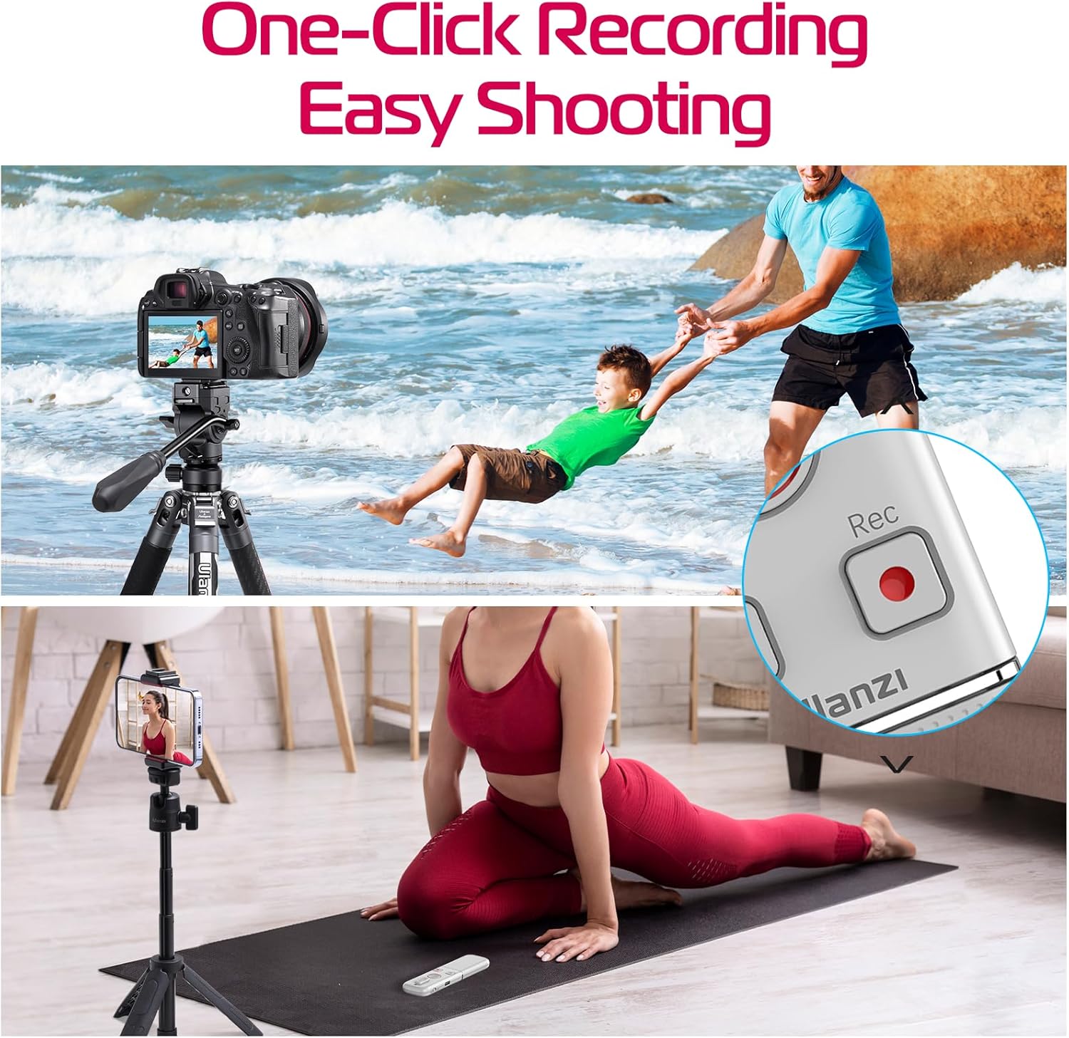ULANZI AS006 Cámara universal inalámbrica obturador remoto para Sony, Canon, Nikon y otros teléfonos inteligentes, grabación de video selfie