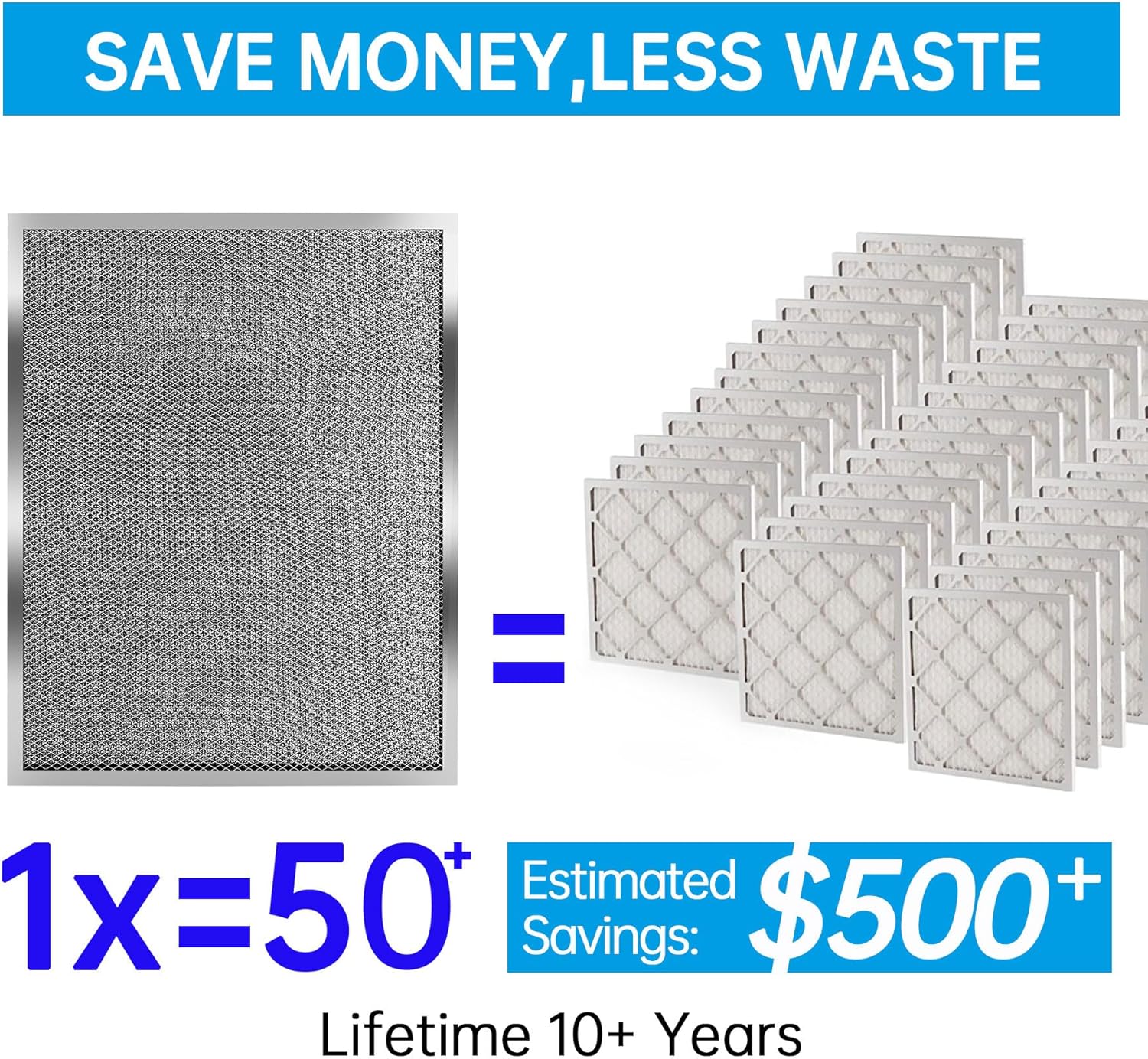 UBeesize – Filtro de aire reutilizable de 20 x 20 x 1 pulgadas, lavable, MERV 8, permanente, electrostático, para aire acondicionado y HVAC y