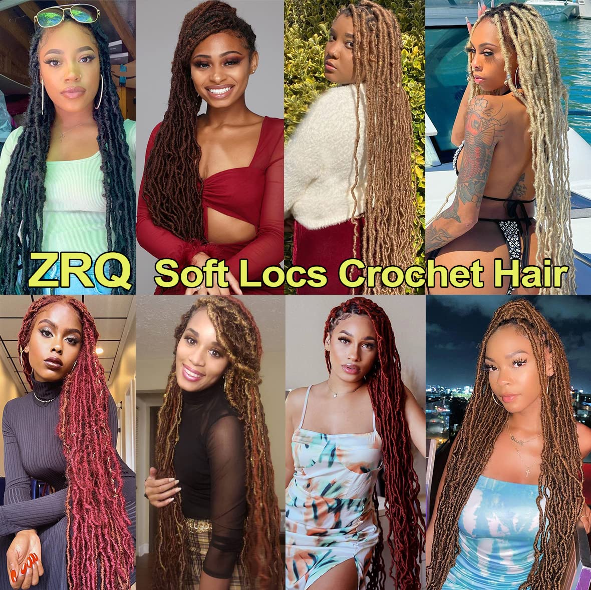 ZRQ Rastas de ganchillo sintéticas marrones de 36 pulgadas, 30 rastas suaves, rizadas, onduladas, cabello de ganchillo con raíces afro (5 paquetes