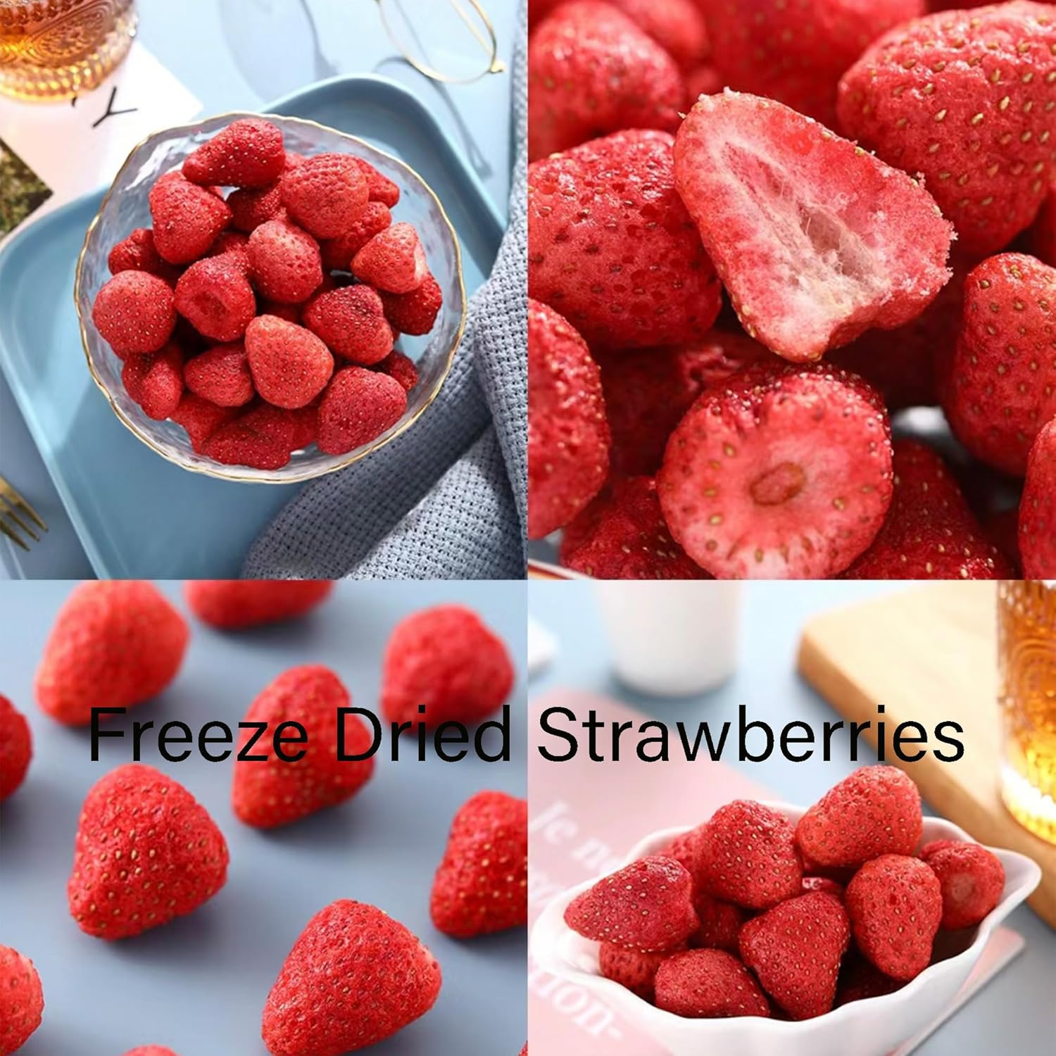 Xiaocun Diary, Bocadillos de frutas de fresa, fritas liofilizadas en bolsa resellable, 100% fruta entera de sabor original natural, paquete de 3.8
