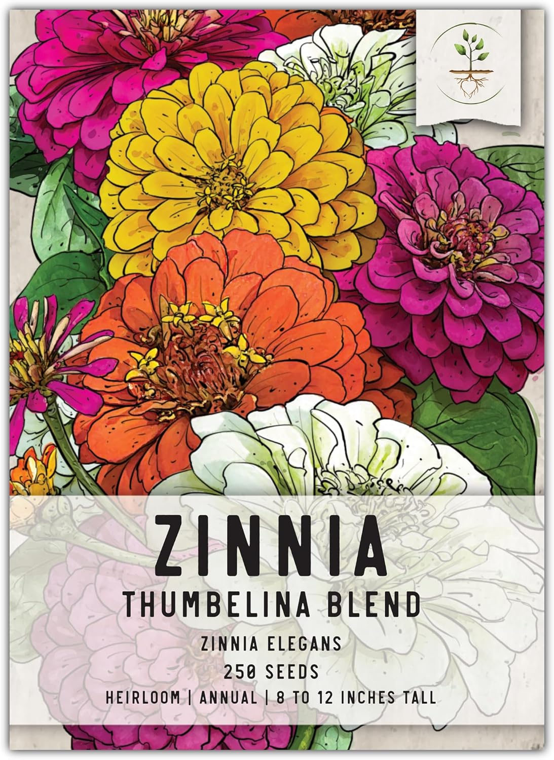 Seed Needs, Thumbelina – Semillas de zinnia – 250 semillas tradicionales para plantar Zinnia elegans – Mezcla de colores para un jardín de
