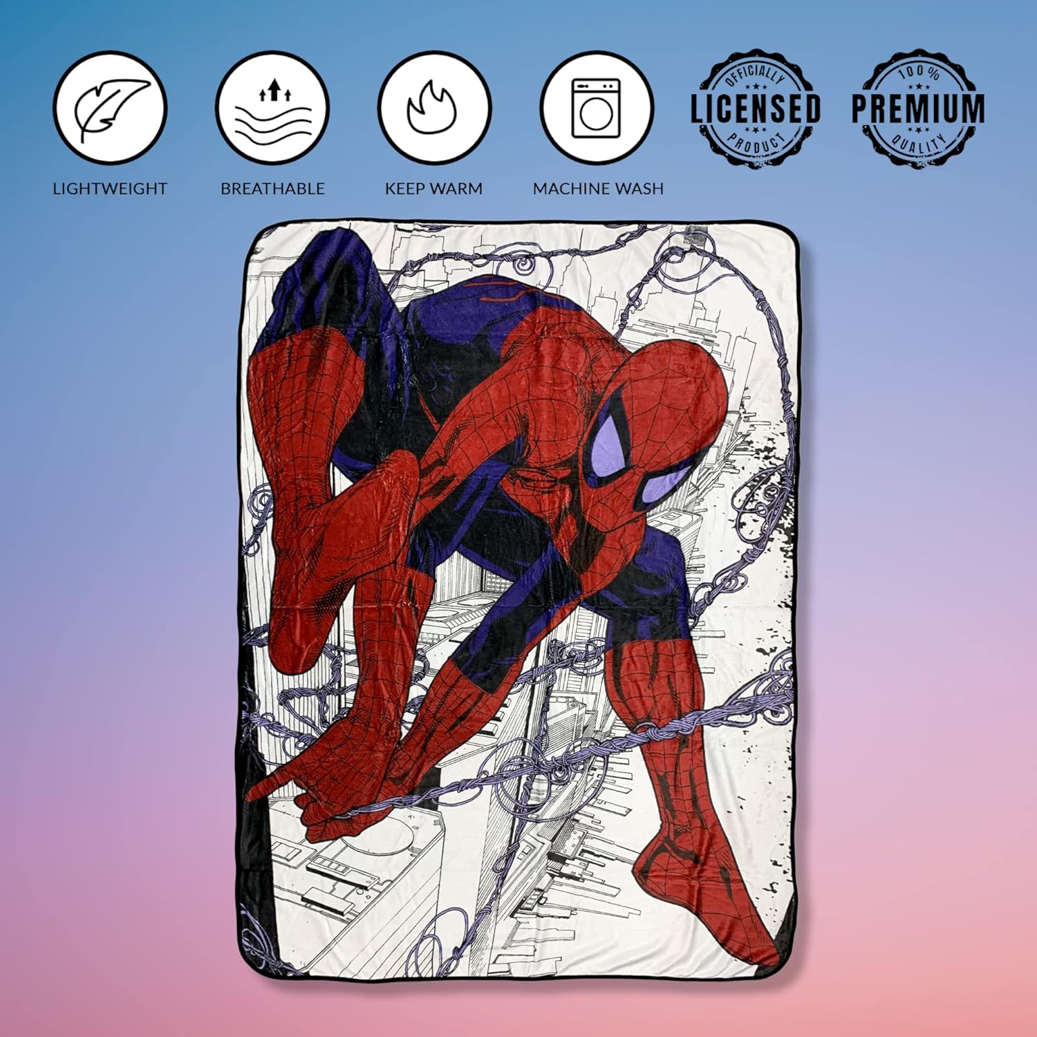 Marvel Spider-Man Webslinger – Manta de forro polar de franela súper suave y ligera de 45 x 60 pulgadas