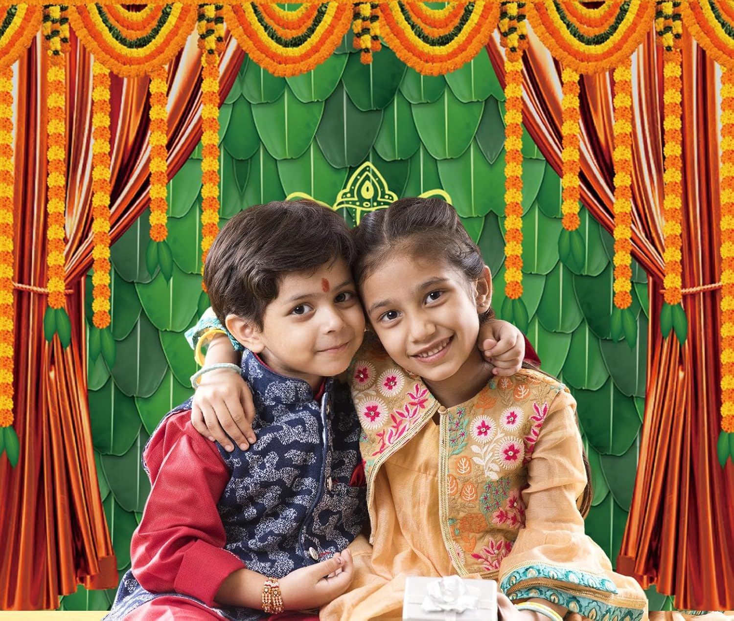 Decoración de fondo indio Pooja para fotografía, 10 x 8 pies, tradicional, indio, festival de Puja Ganpati Mehndi, fondo de fotos de plátano, hojas
