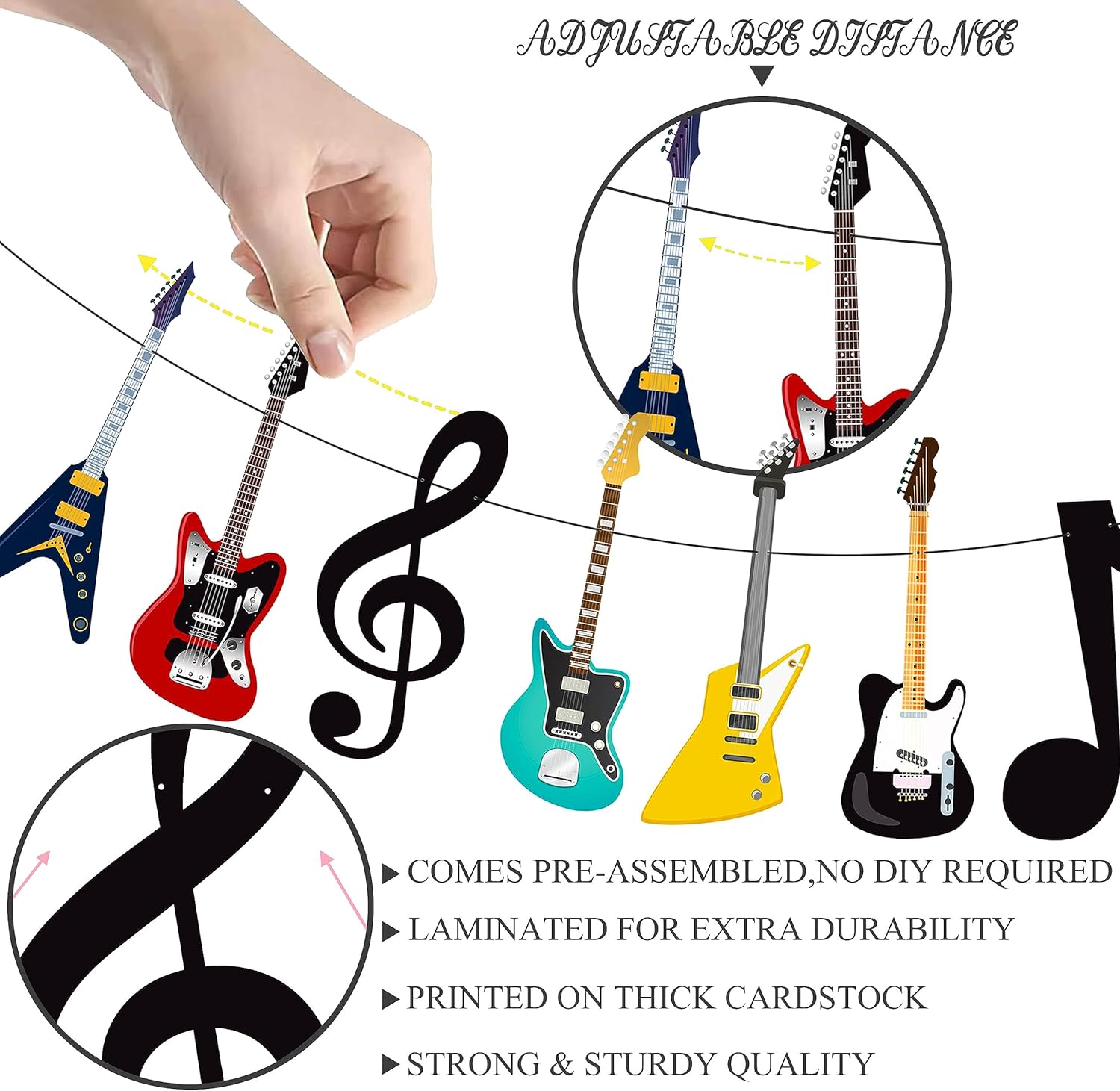 Cartel de guitarra con música, guitarra, fiesta, decoración de fiesta de cumpleaños, 2 unidades, pancartas de fiesta musical para guitarra de rock,