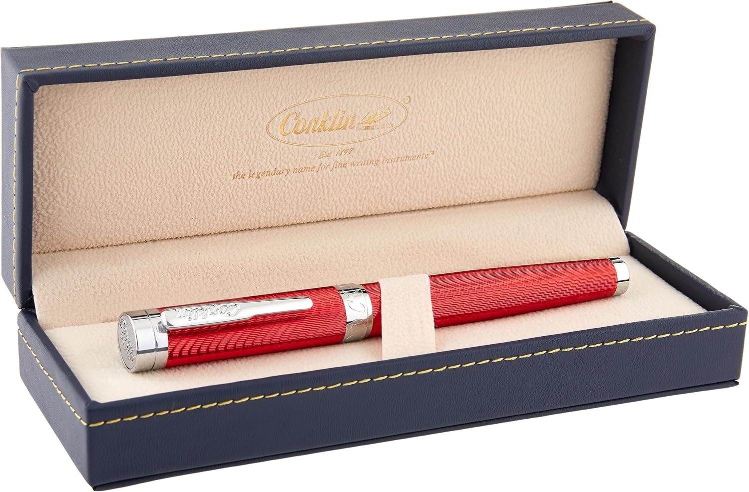 Conklin Herringbone Signature Pluma Estilográfica Rojo – M