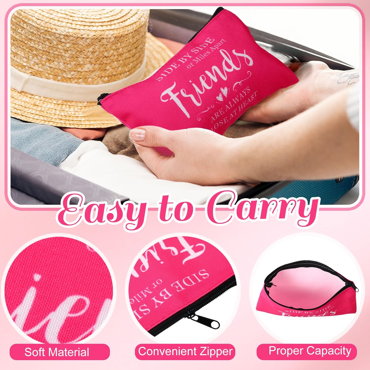 20 piezas de regalos de graduación para amigas, bolsas de cosméticos a granel de amistad para maquillaje, regalos de cumpleaños para mujeres,