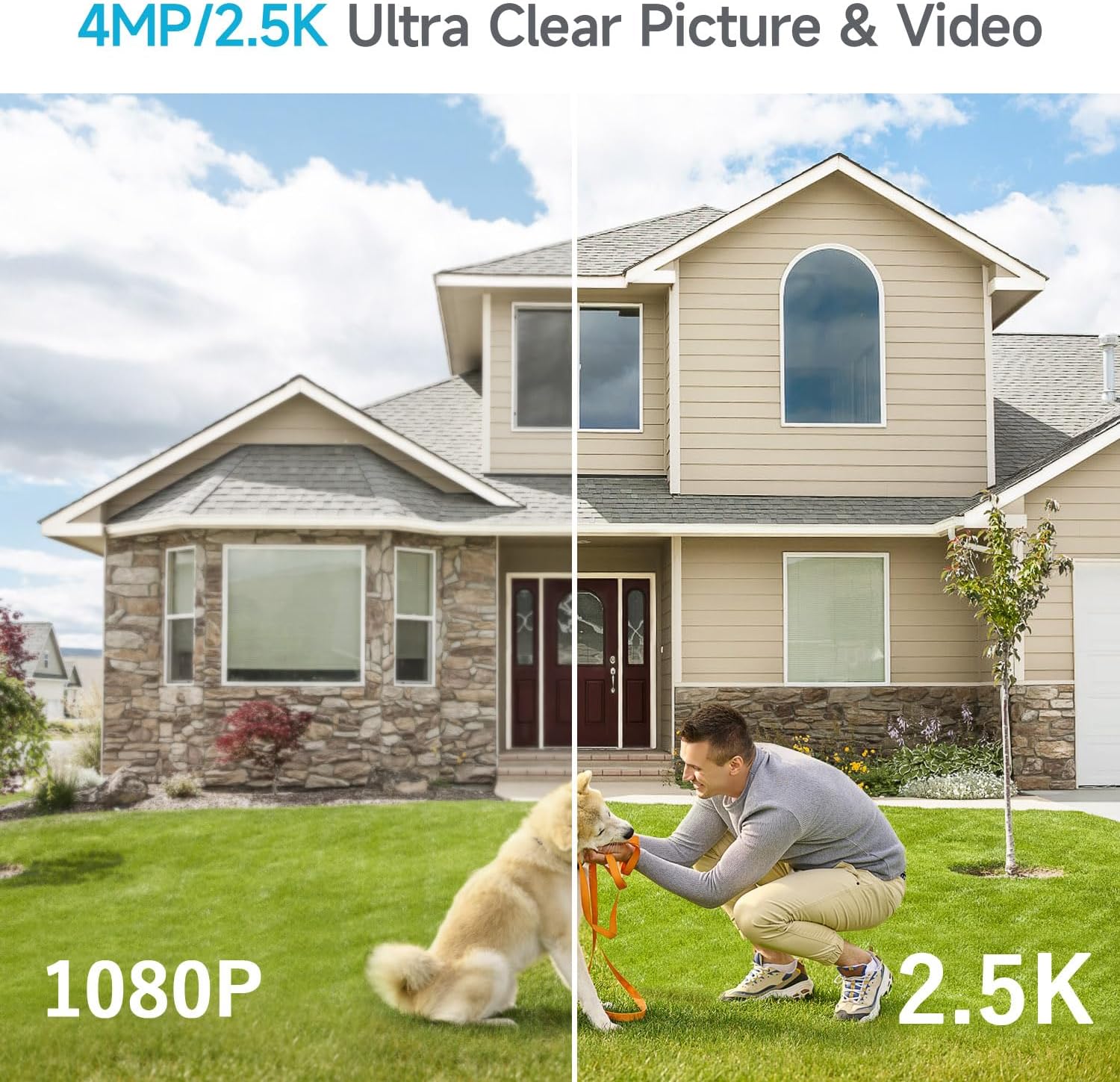 XVIM Cámara de seguridad inalámbrica de 4 MP para exteriores, cámara de seguridad para el hogar con batería de 2.5 K con visión nocturna de foco,