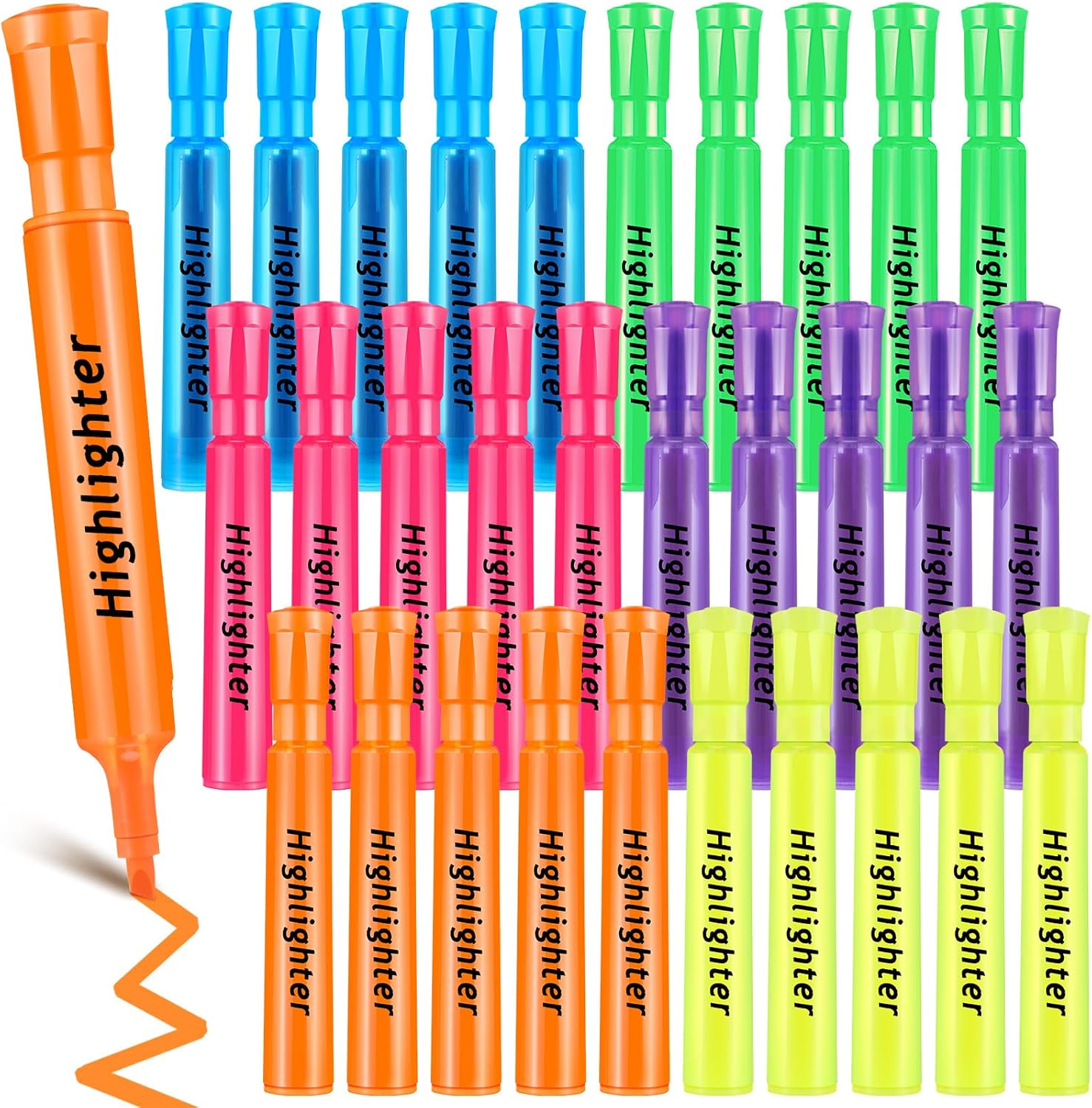 Qilery Marcadores estilo tanque, paquete de 30 marcadores de punta de cincel, marcadores fluorescentes de secado rápido para niños y adultos, hogar,