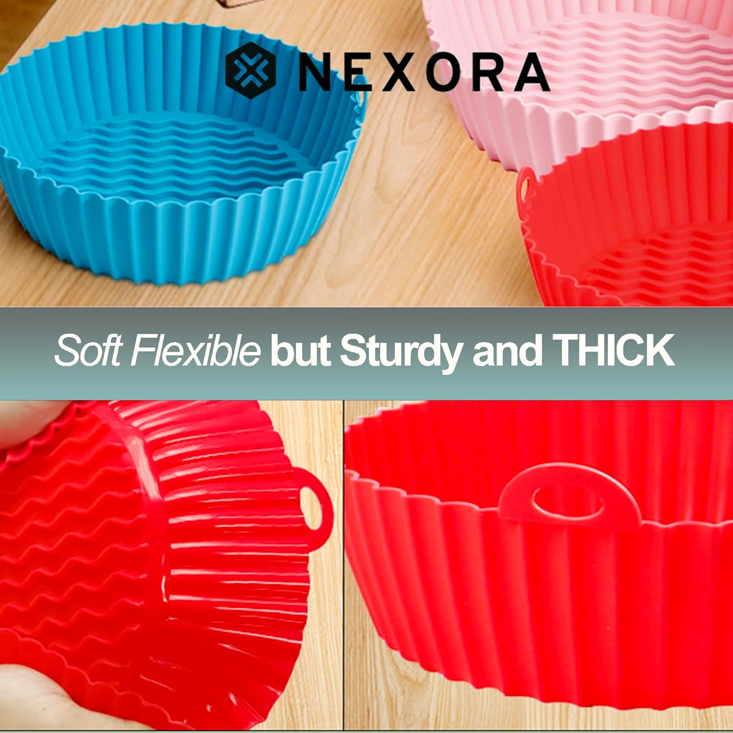 Paquete de 2 forros de silicona de 8.5 pulgadas para freidora de aire, cesta de silicona reutilizable resistente al calor, fácil limpieza, freidora