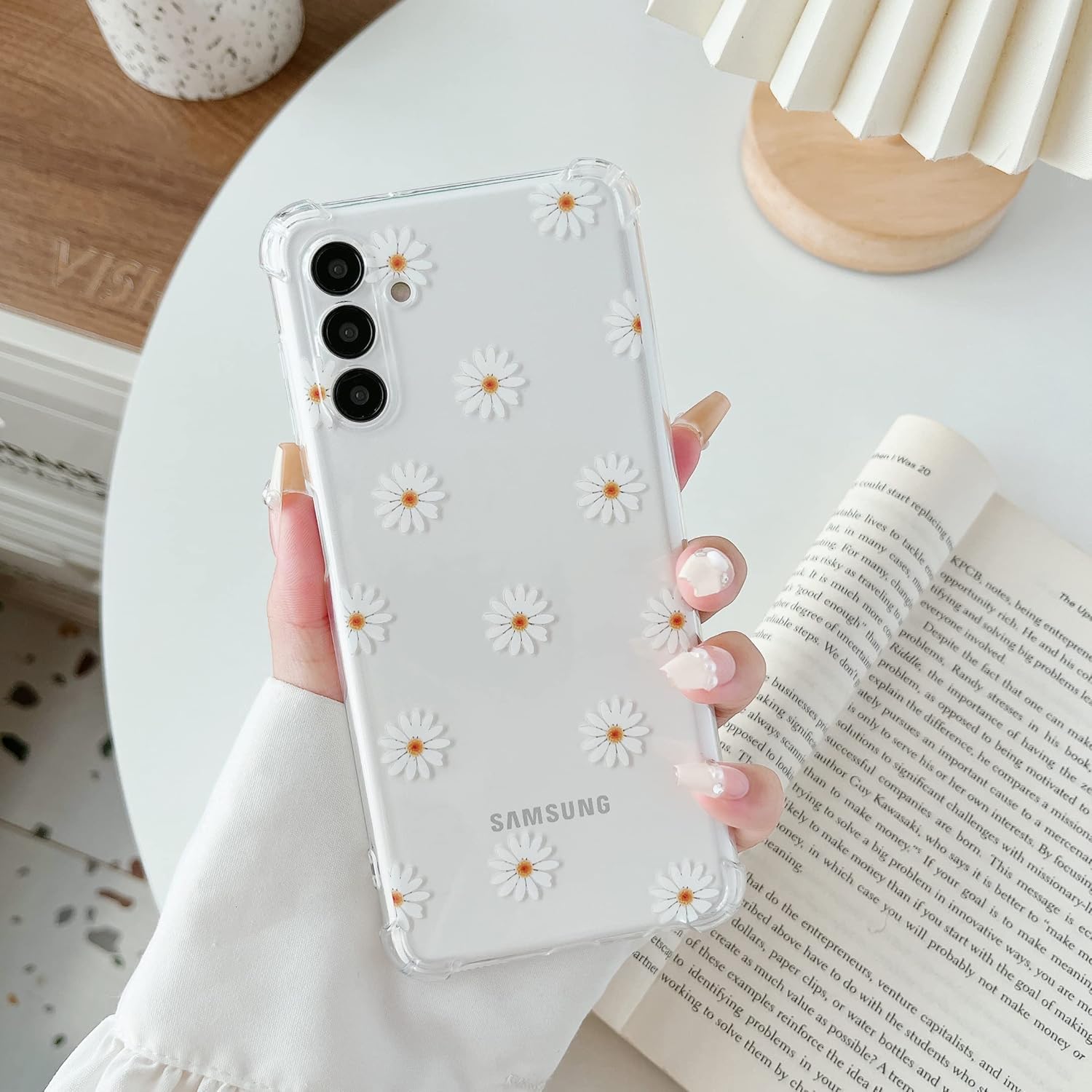 ZTOFERA Funda transparente para Samsung Galaxy A14 5G, bonito patrón de flores para mujeres y niñas, funda protectora a prueba de golpes, delgada,