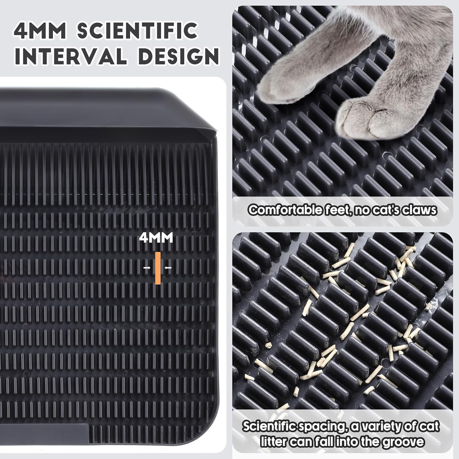2 alfombrillas de arena para gatos para caja de arena para gatos, alfombrillas de resina con cepillo de limpieza, tapete pequeño impermeable para