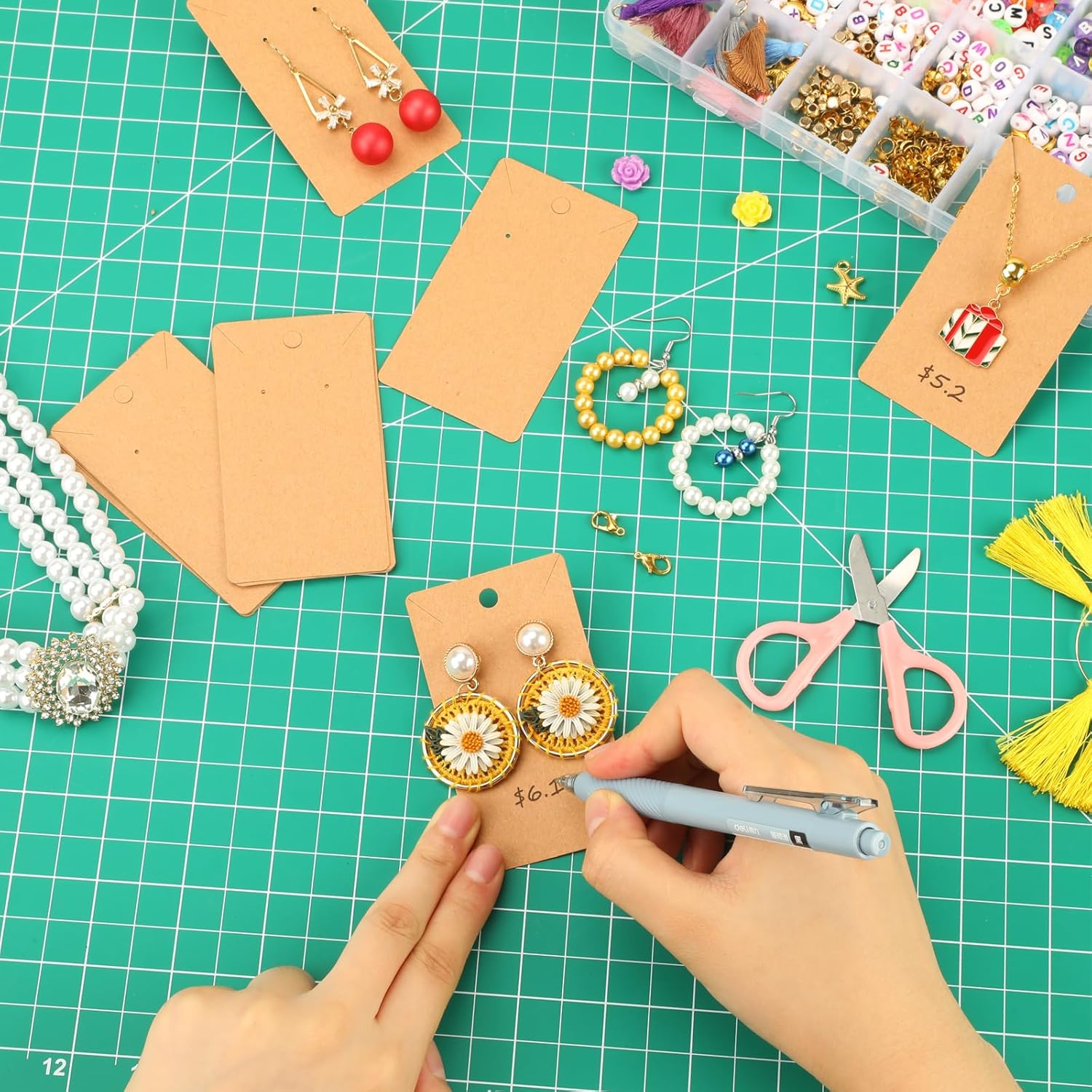 ovsor 850 tarjetas de exhibición de pendientes y 500 bolsas para aretes y collares y embalaje de joyas
